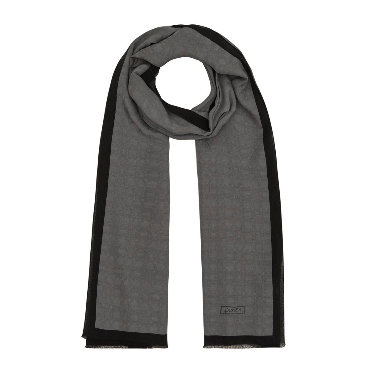 İpekevi Dört Mevsim Monogram Desen Şal 04356-Gümüş