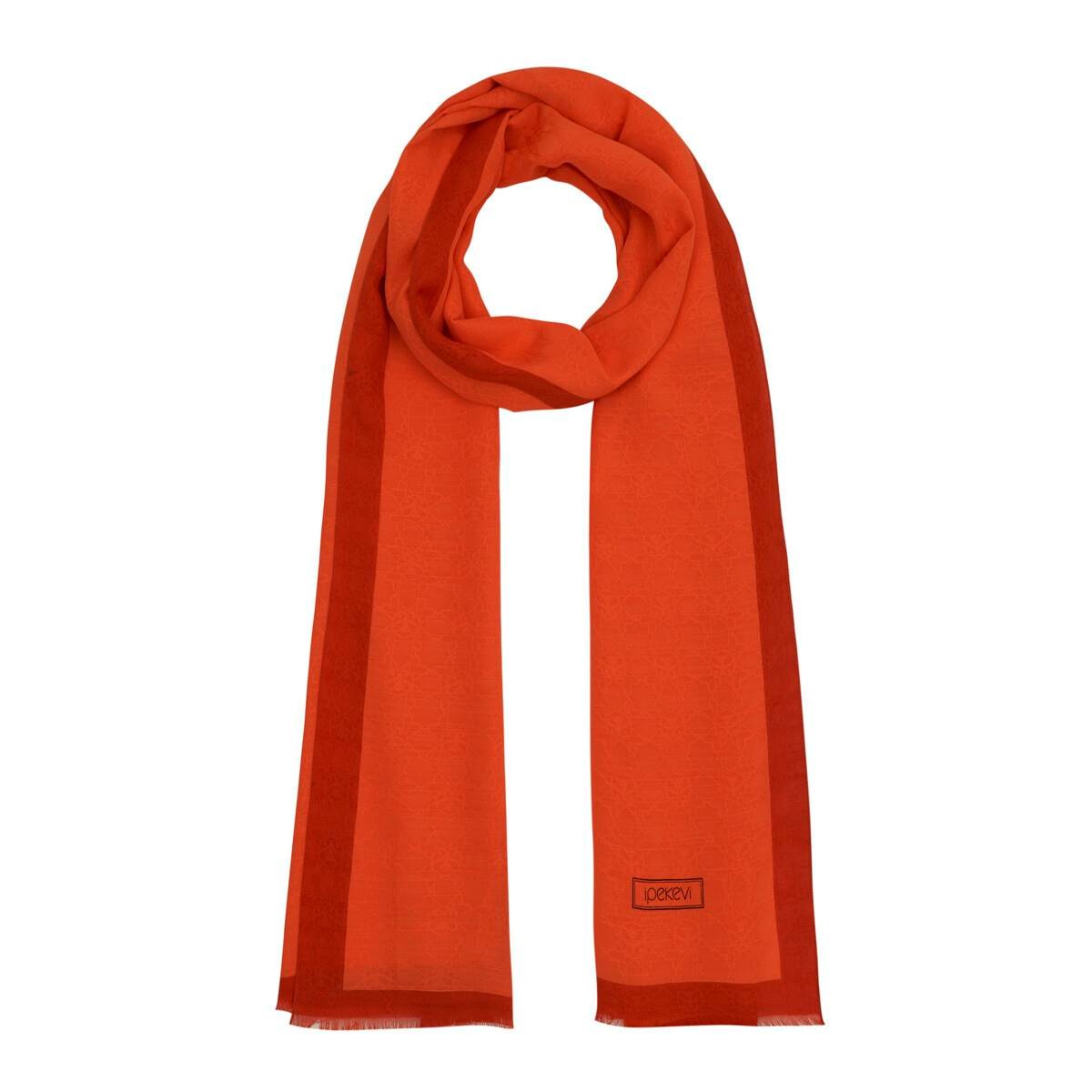 İpekevi Dört Mevsim Monogram Desen Şal 04356-Turuncu