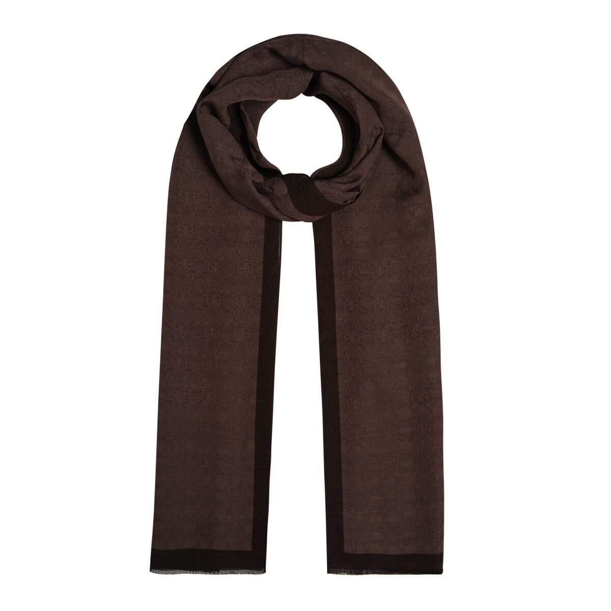 İpekevi Dört Mevsim Monogram Desen Şal 04356-Kestane