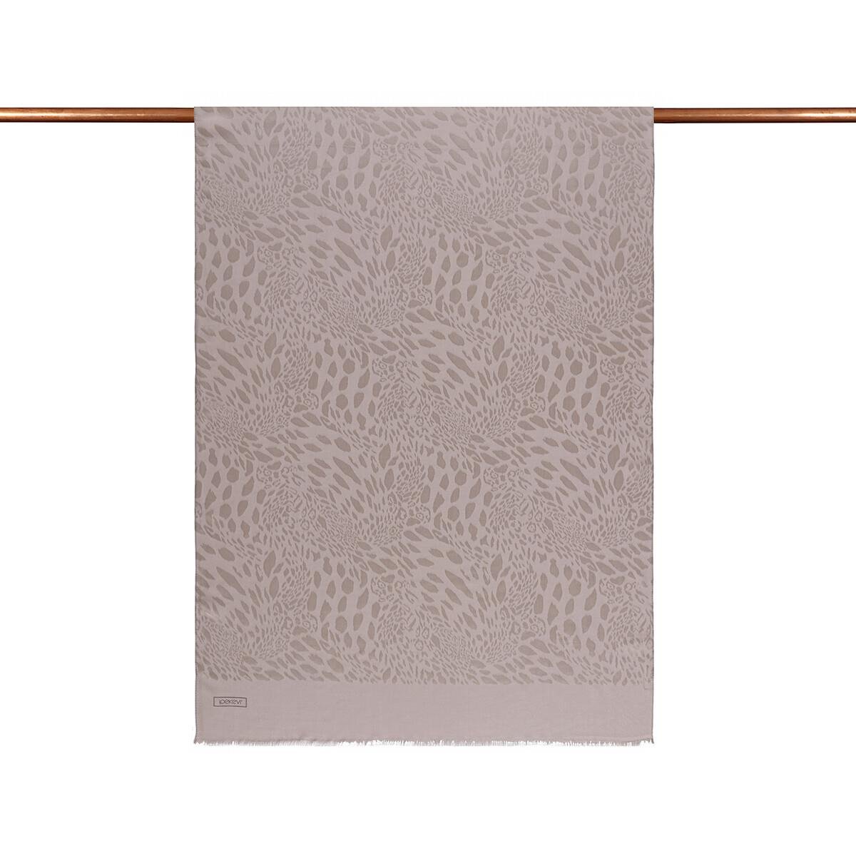 İpekevi Dört Mevsim Vahra Desenli Monogram Jakar Şal 04471-Taş