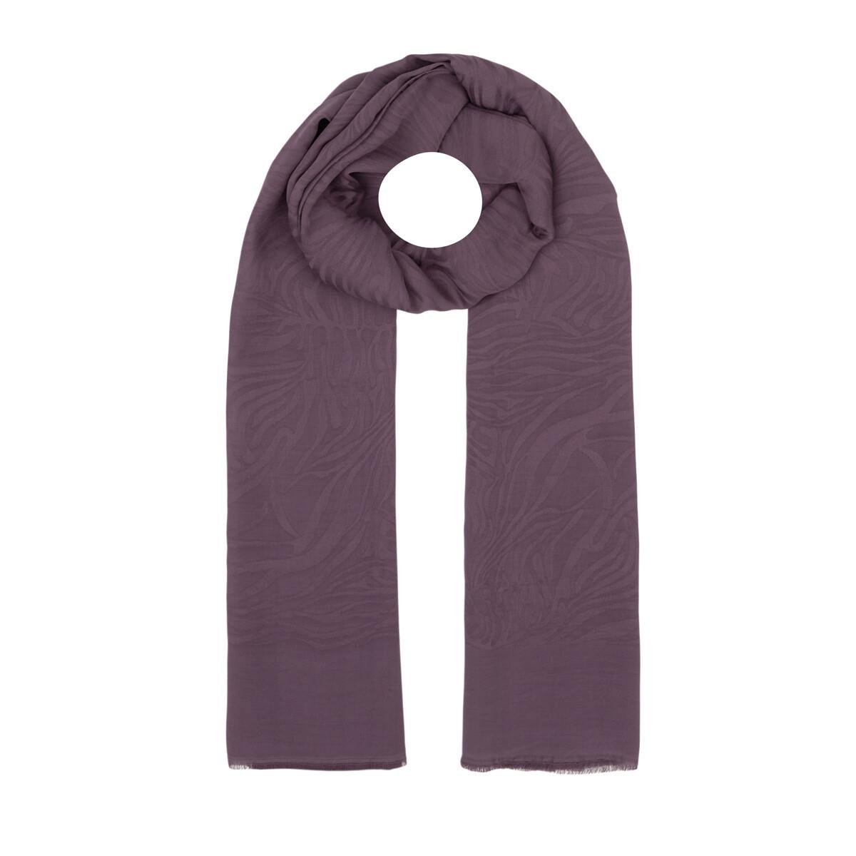 İpekevi Dört Mevsim Zebra Desenli Monogram Jakar Şal 04473-İncir Moru