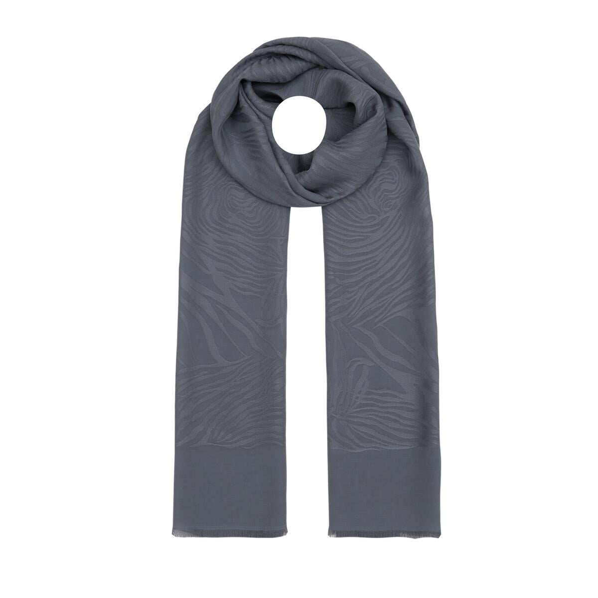 İpekevi Dört Mevsim Zebra Desenli Monogram Jakar Şal 04473-Gümüş
