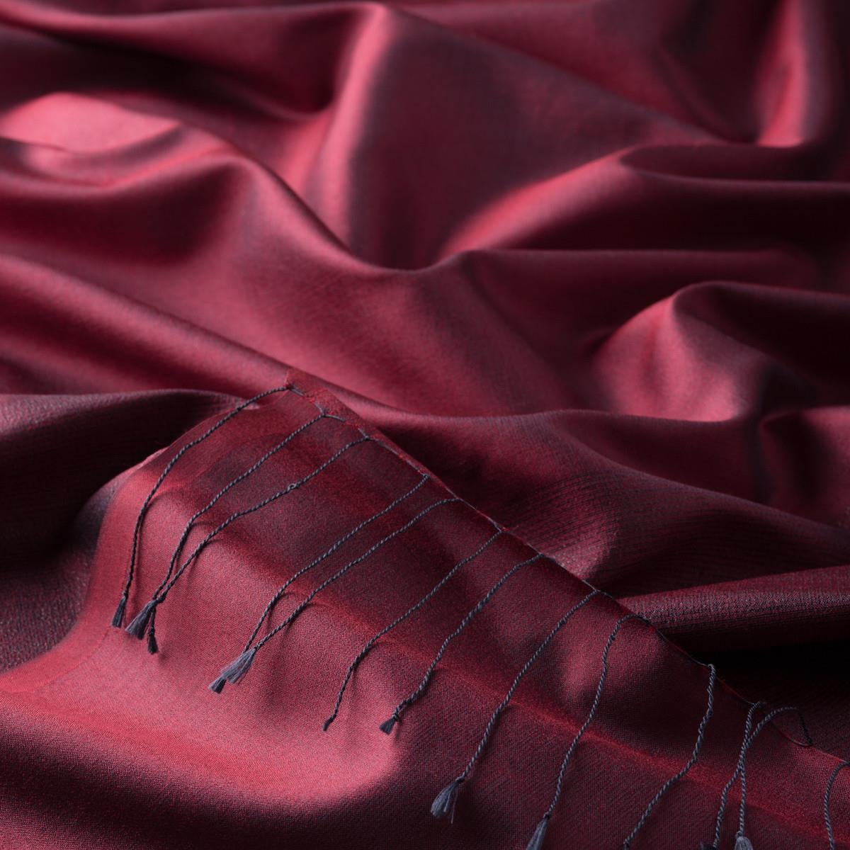İpekevi Düşes Simli İpek Şal 04089-Burgundy