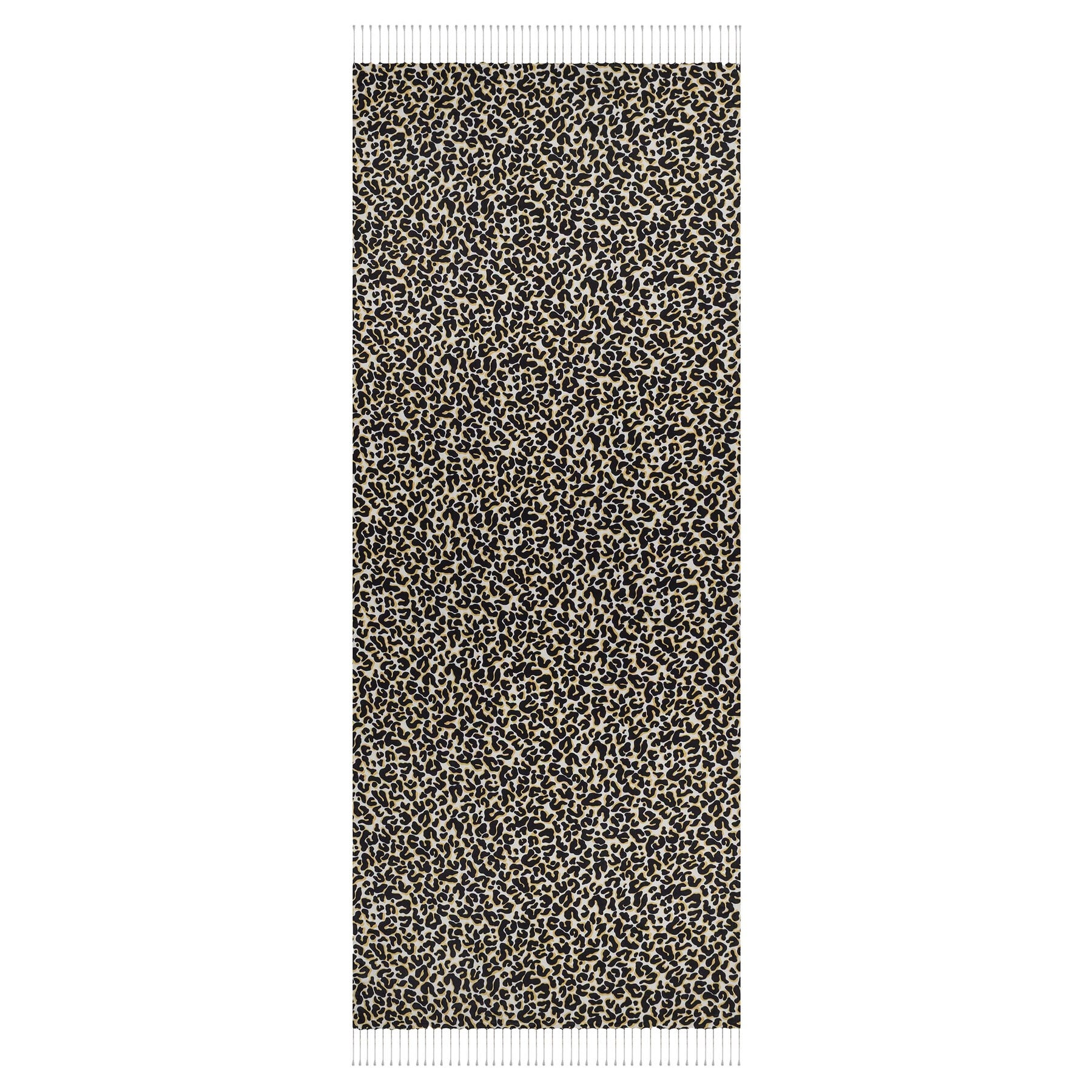 İpekevi Leopar Desenli İpek Şal 02452-Siyah Gold