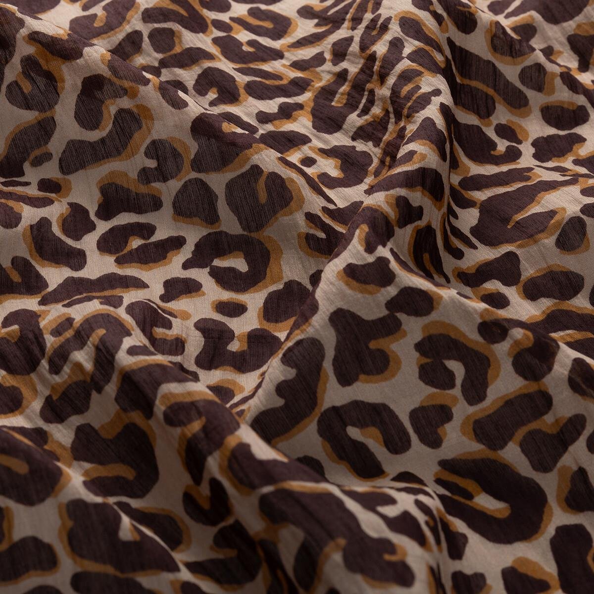 İpekevi Leopar Desenli Tensel Soft Eşarp 02218-Kahve