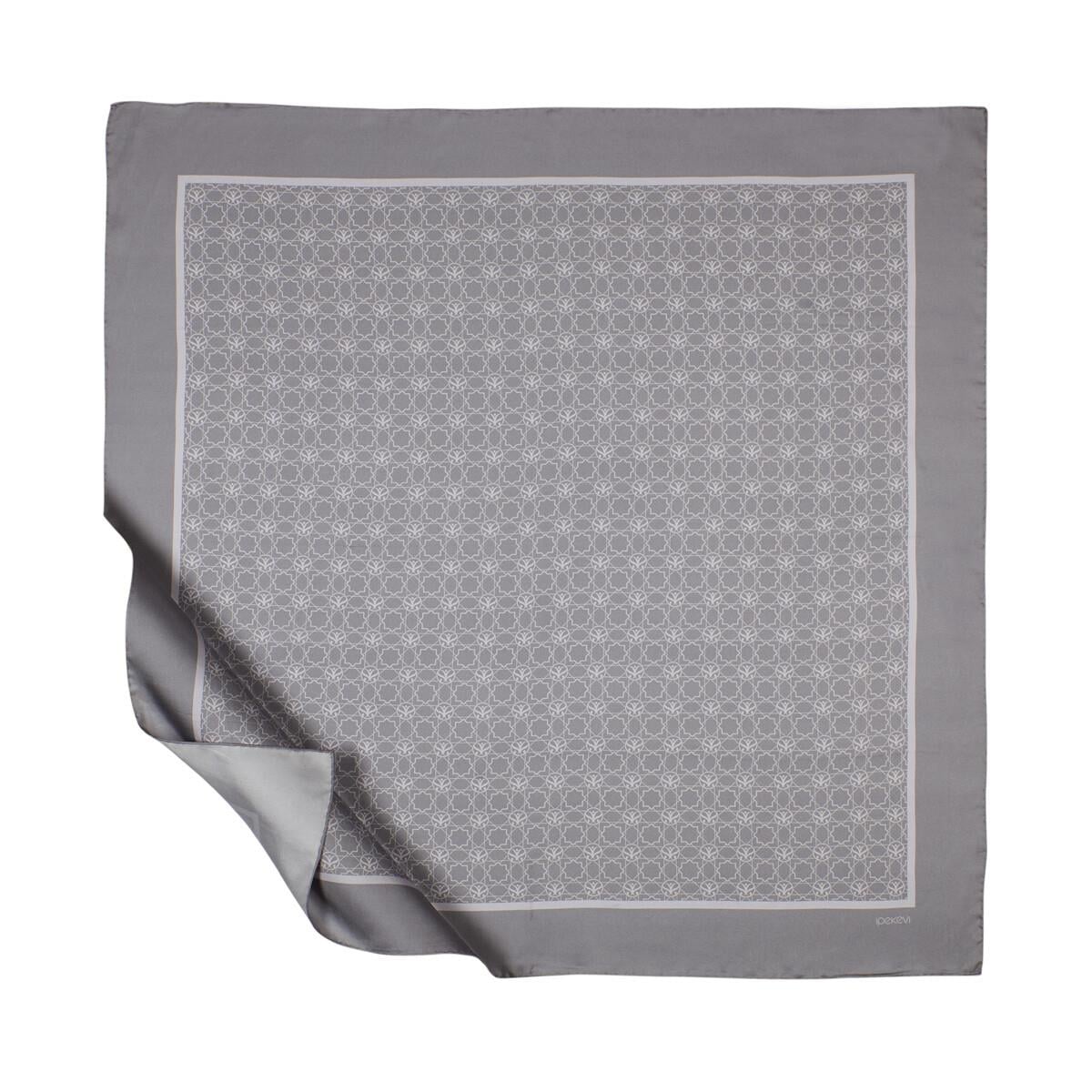 İpekevi Mini Seljuk Monogram Eşarp 01123-Gümüş