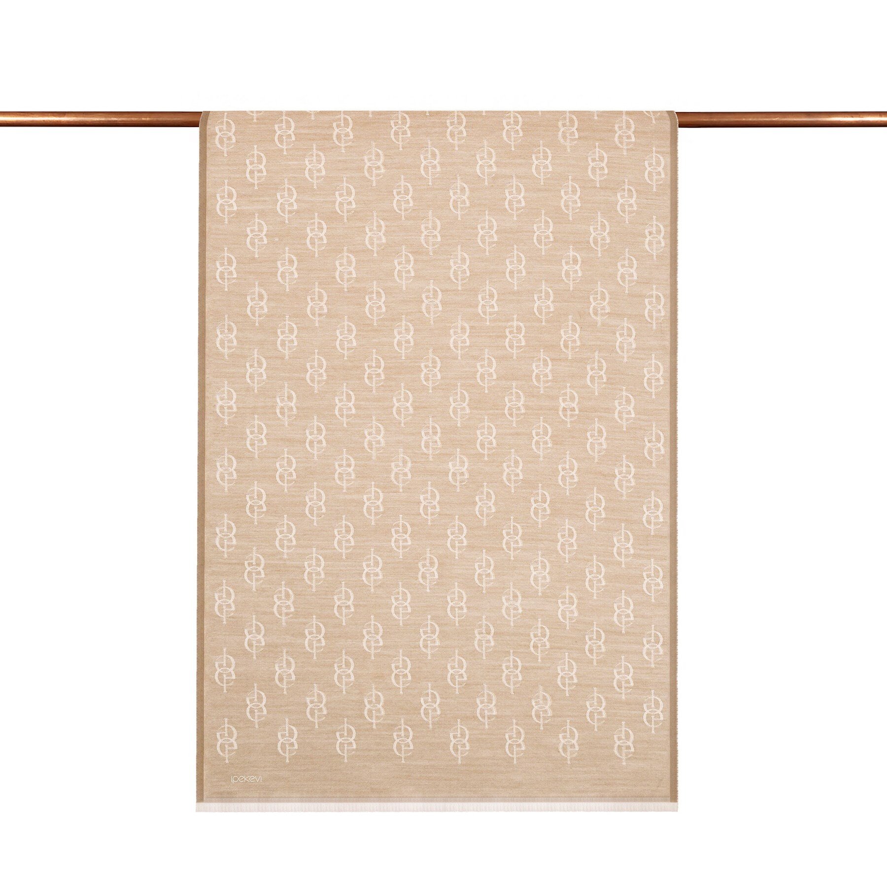 İpekevi Monogram Yün İpek Şal 09326-Açık Fondöten