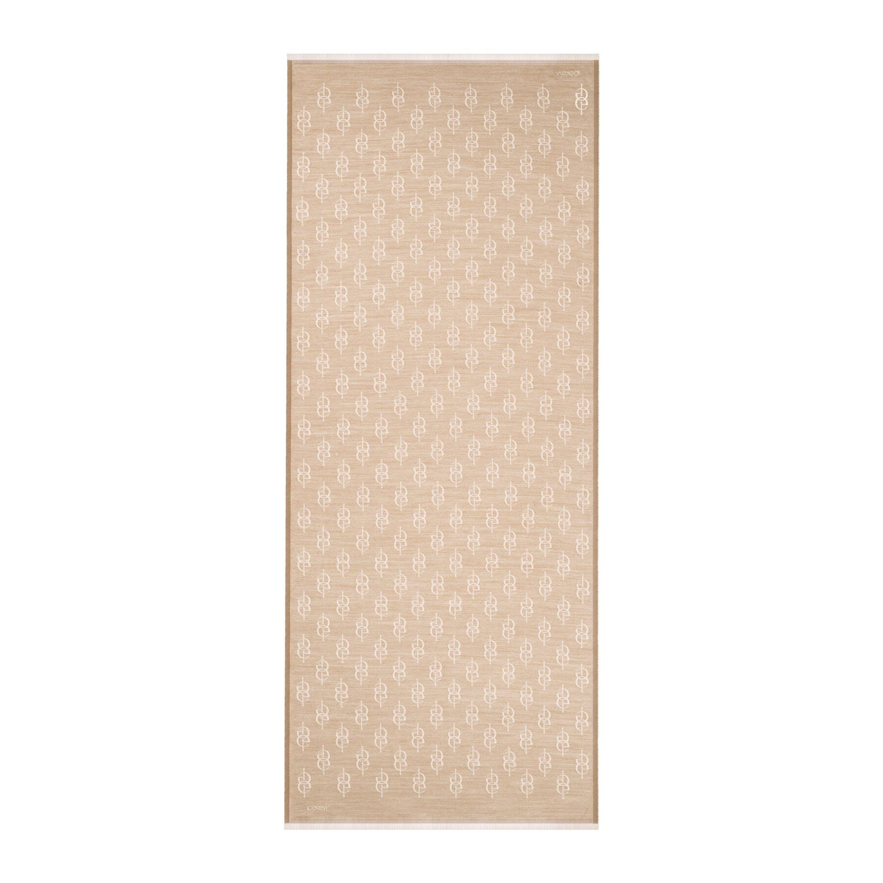İpekevi Monogram Yün İpek Şal 09326-Açık Fondöten