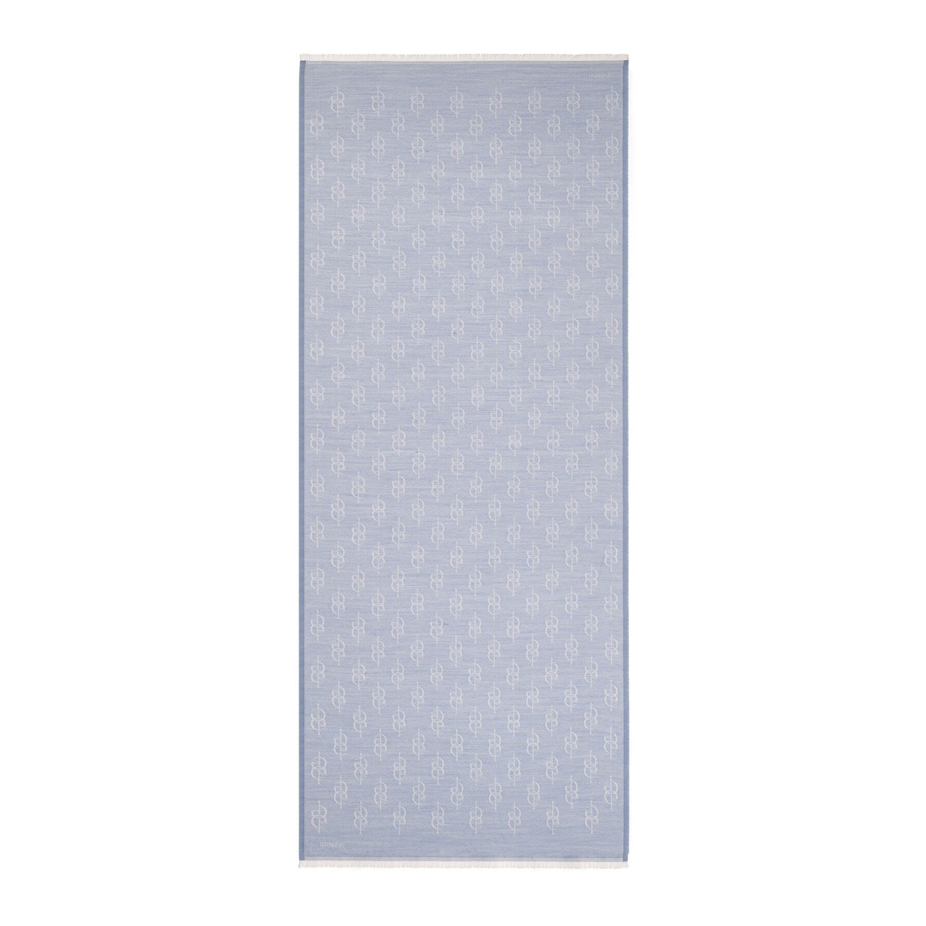 İpekevi Monogram Yün İpek Şal 09326-Bebe Mavisi