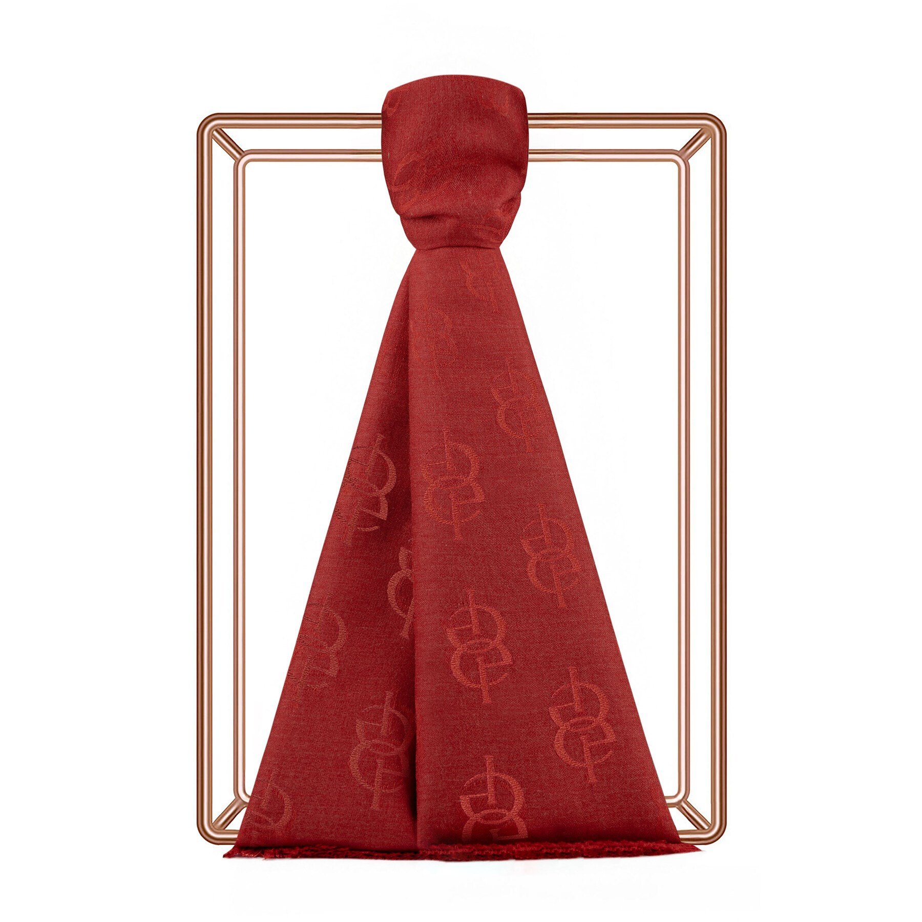 İpekevi Monogram Yün İpek Şal 09326-Bordo