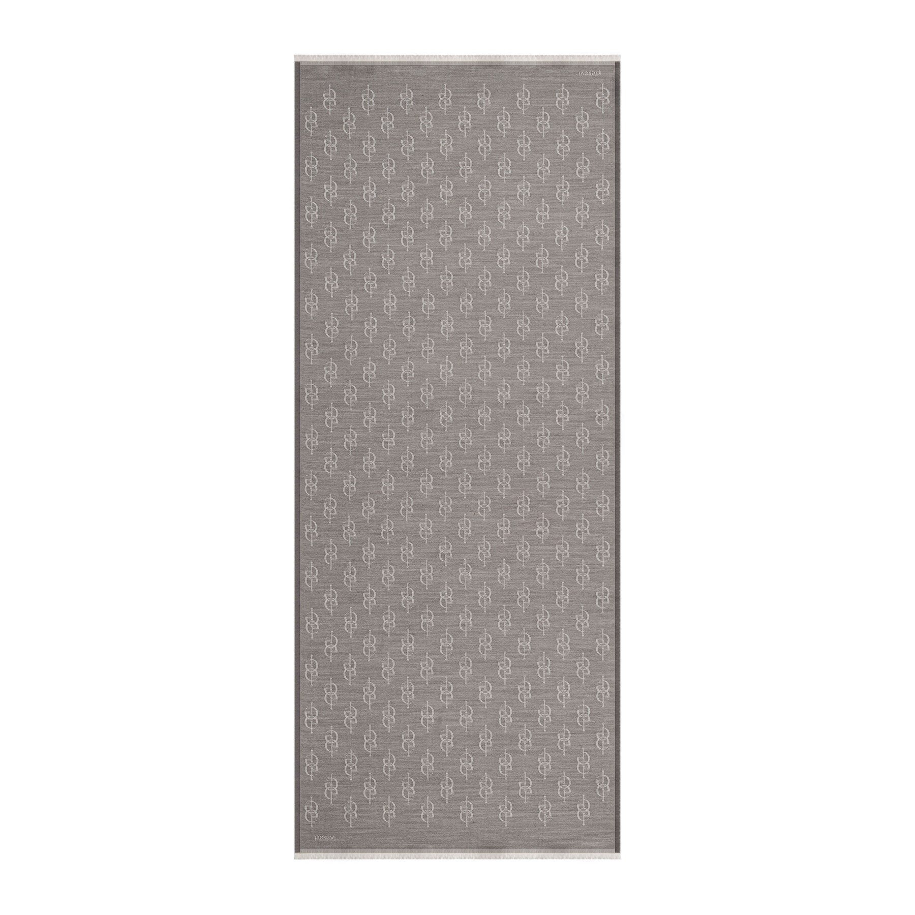 İpekevi Monogram Yün İpek Şal 09326-Gri