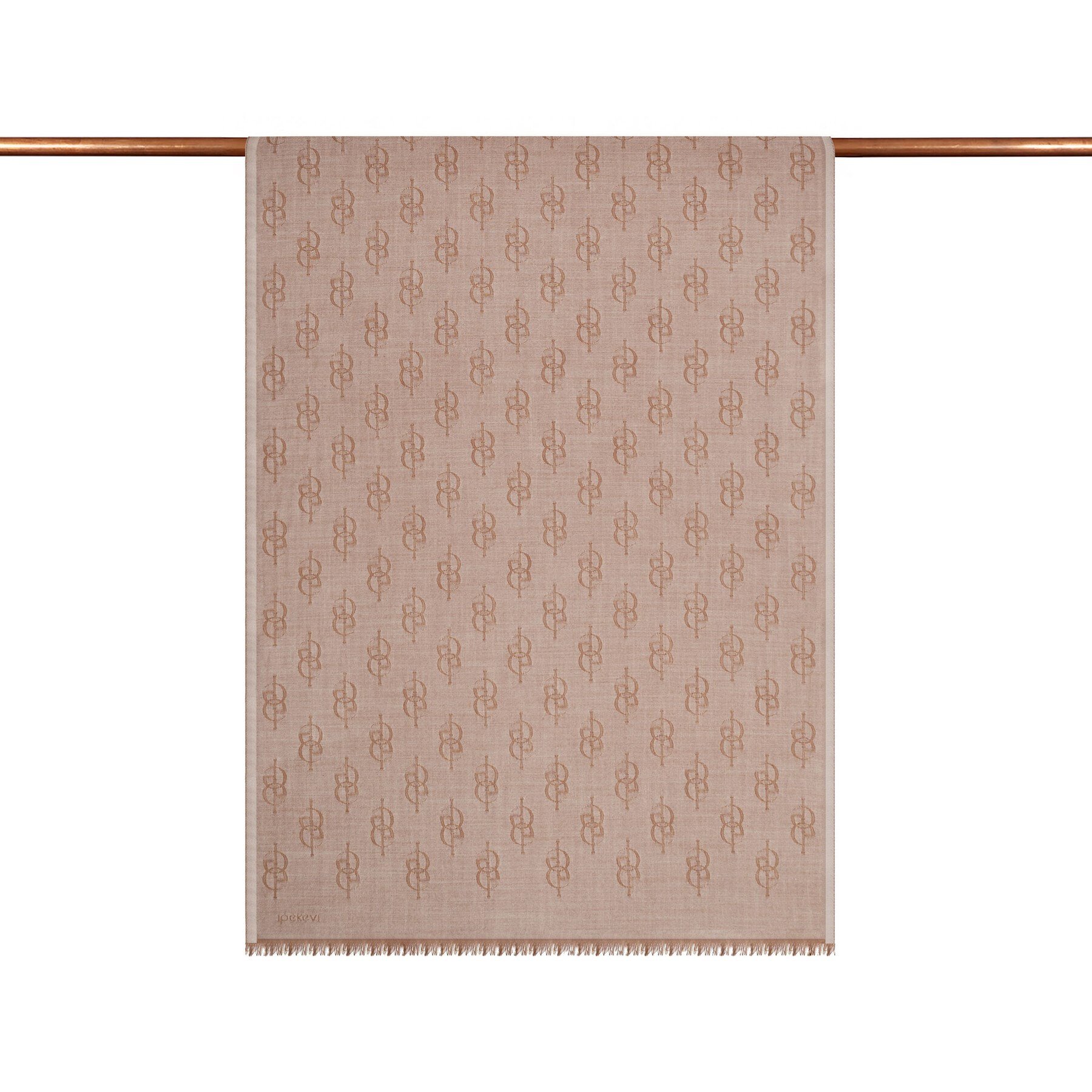 İpekevi Monogram Yün İpek Şal 09326-Koyu Taş