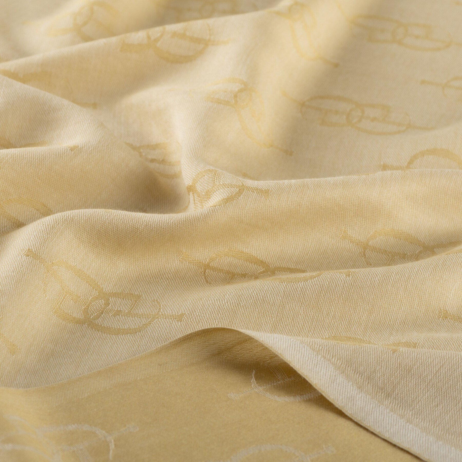 İpekevi Monogram Yün İpek Şal 09326-Krem