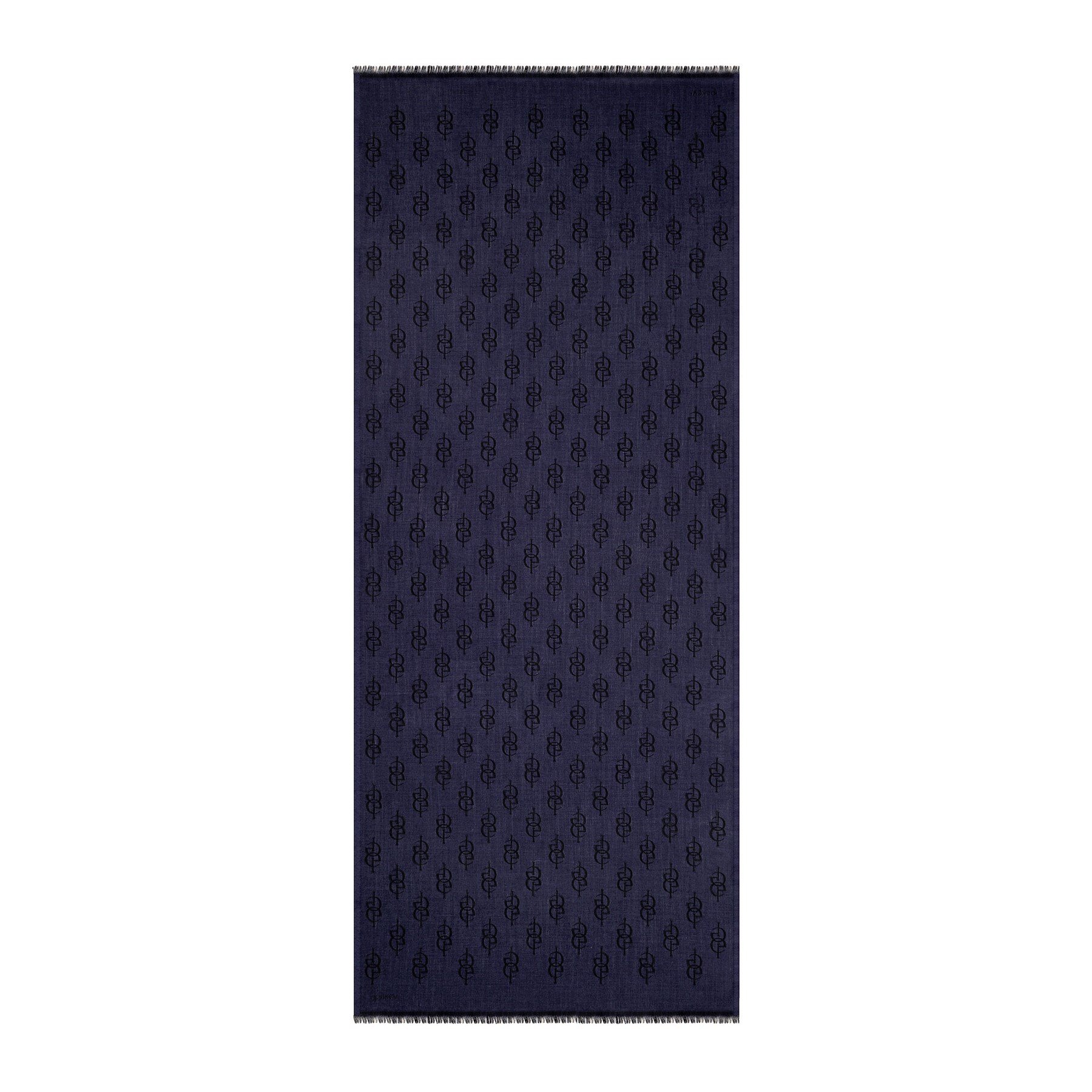 İpekevi Monogram Yün İpek Şal 09326-Lacivert