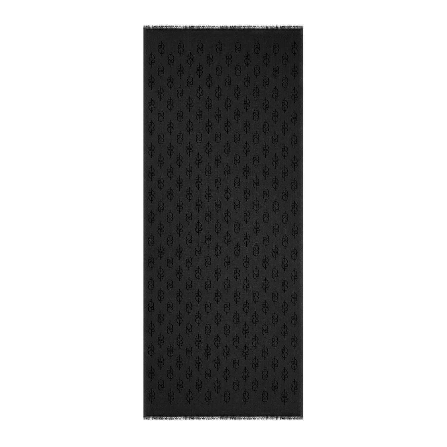 İpekevi Monogram Yün İpek Şal 09326-Siyah