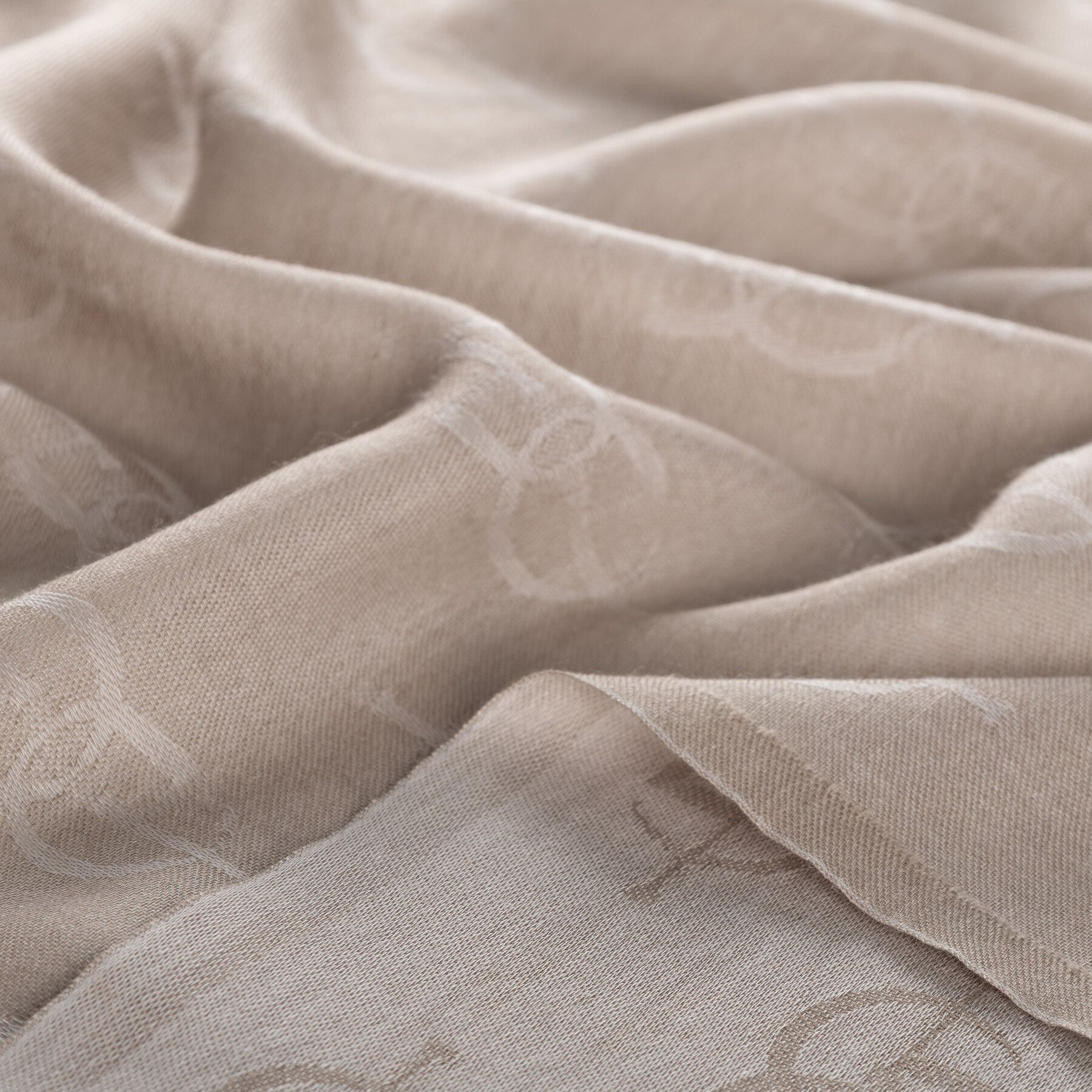 İpekevi Monogram Yün İpek Şal 09326-Taş