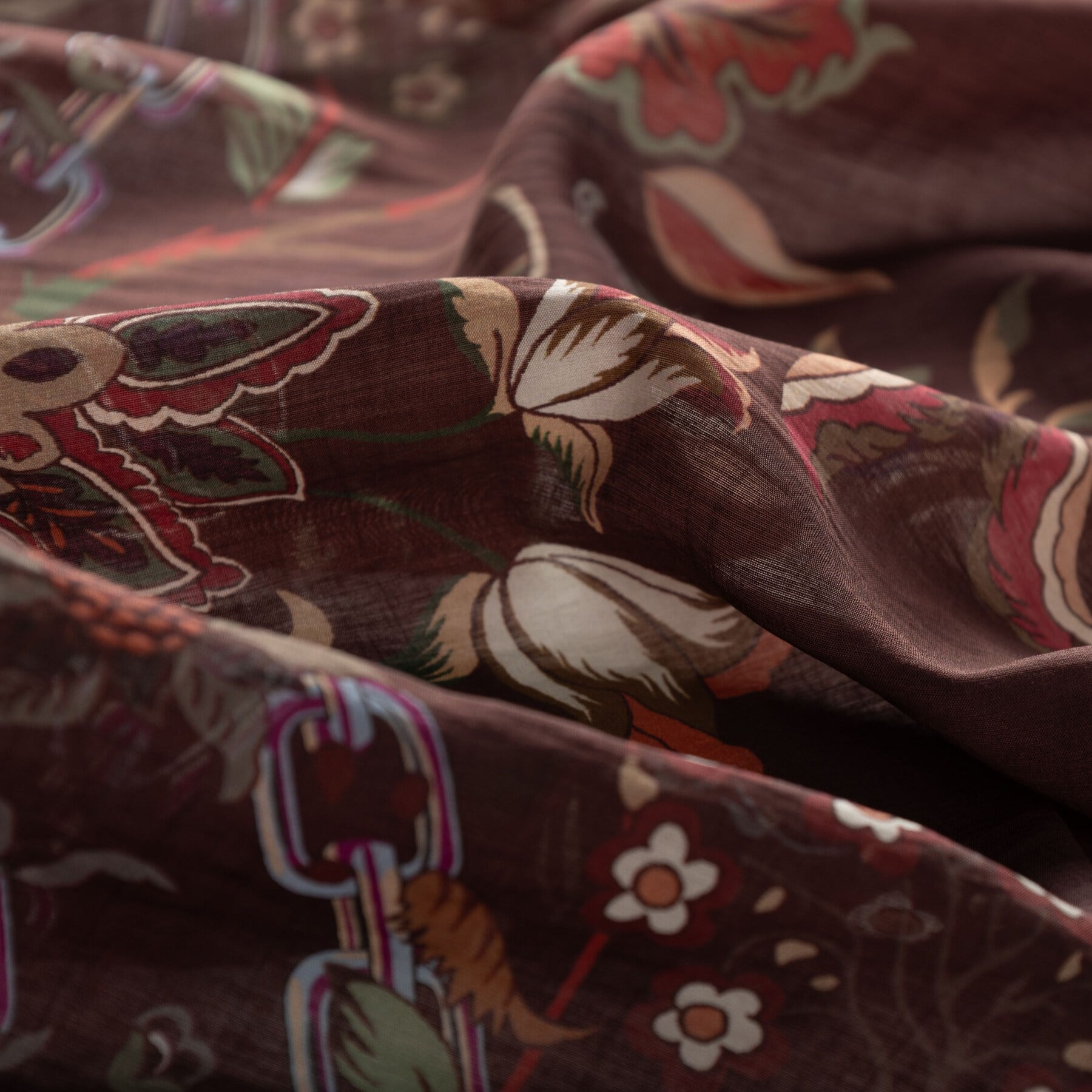 İpekevi Nazenin Desenli Tensel Şal 02371-Mürdüm