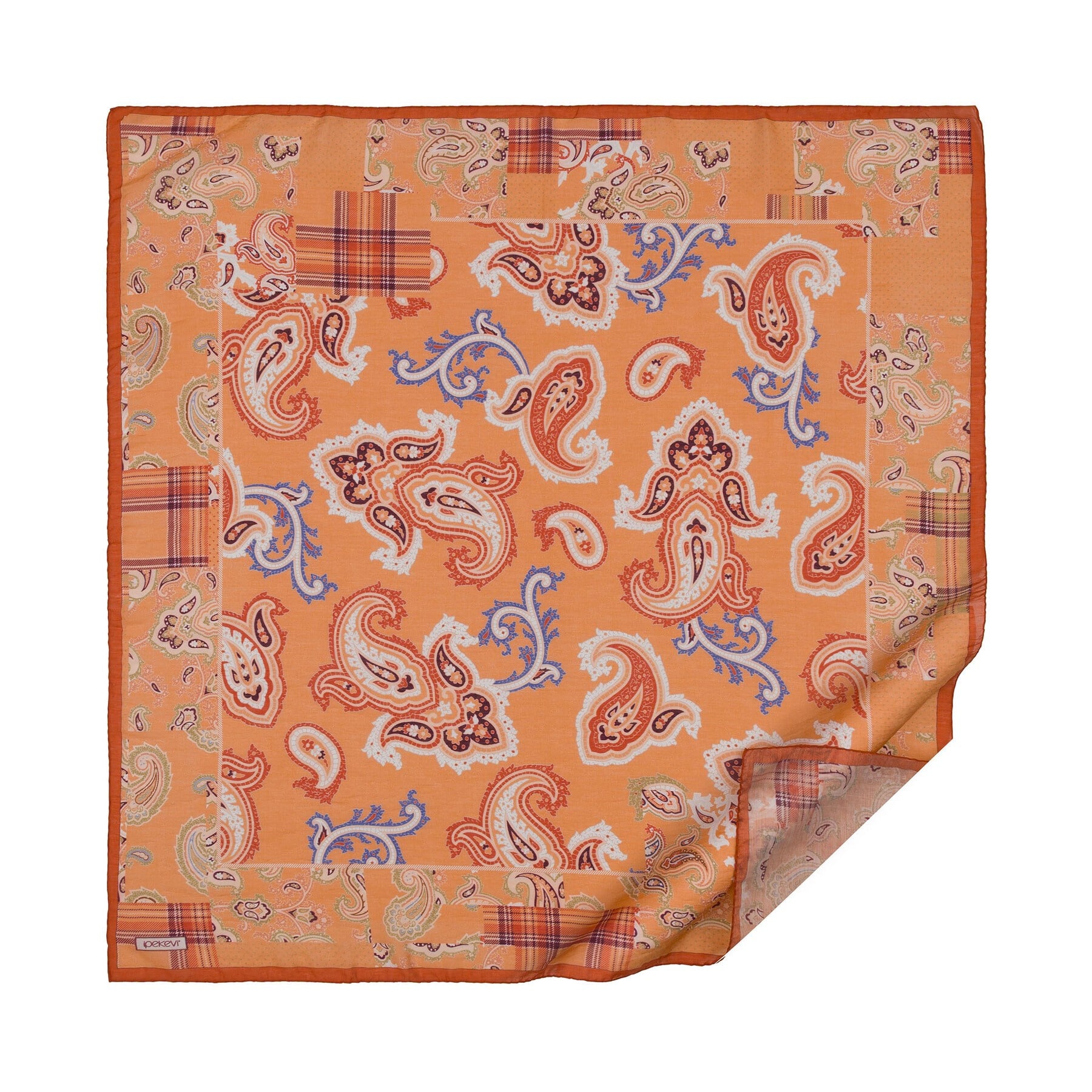 İpekevi Patchwork Desenli TenSoft Eşarp 03900-Şeftali