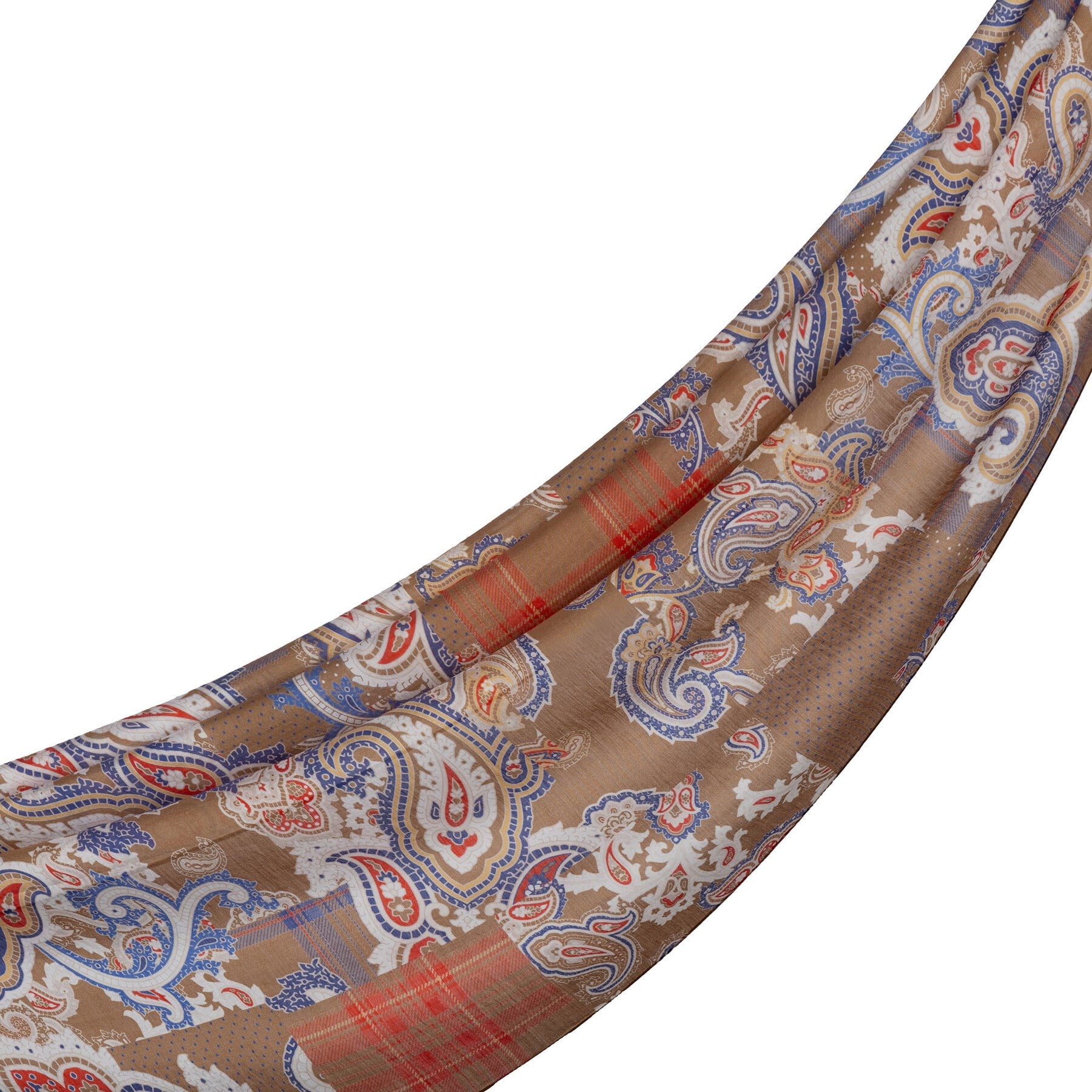 İpekevi Patchwork Desenli TenSoft Şal 03920-Vizon
