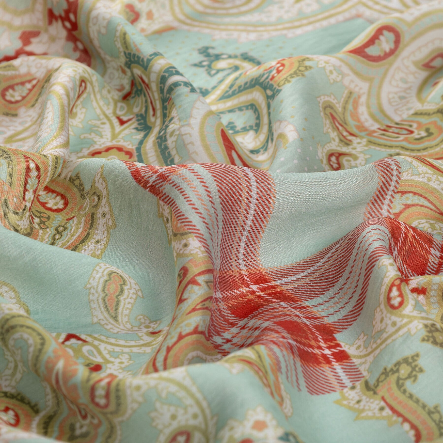 İpekevi Patchwork Desenli TenSoft Şal 03920-Su Yeşili