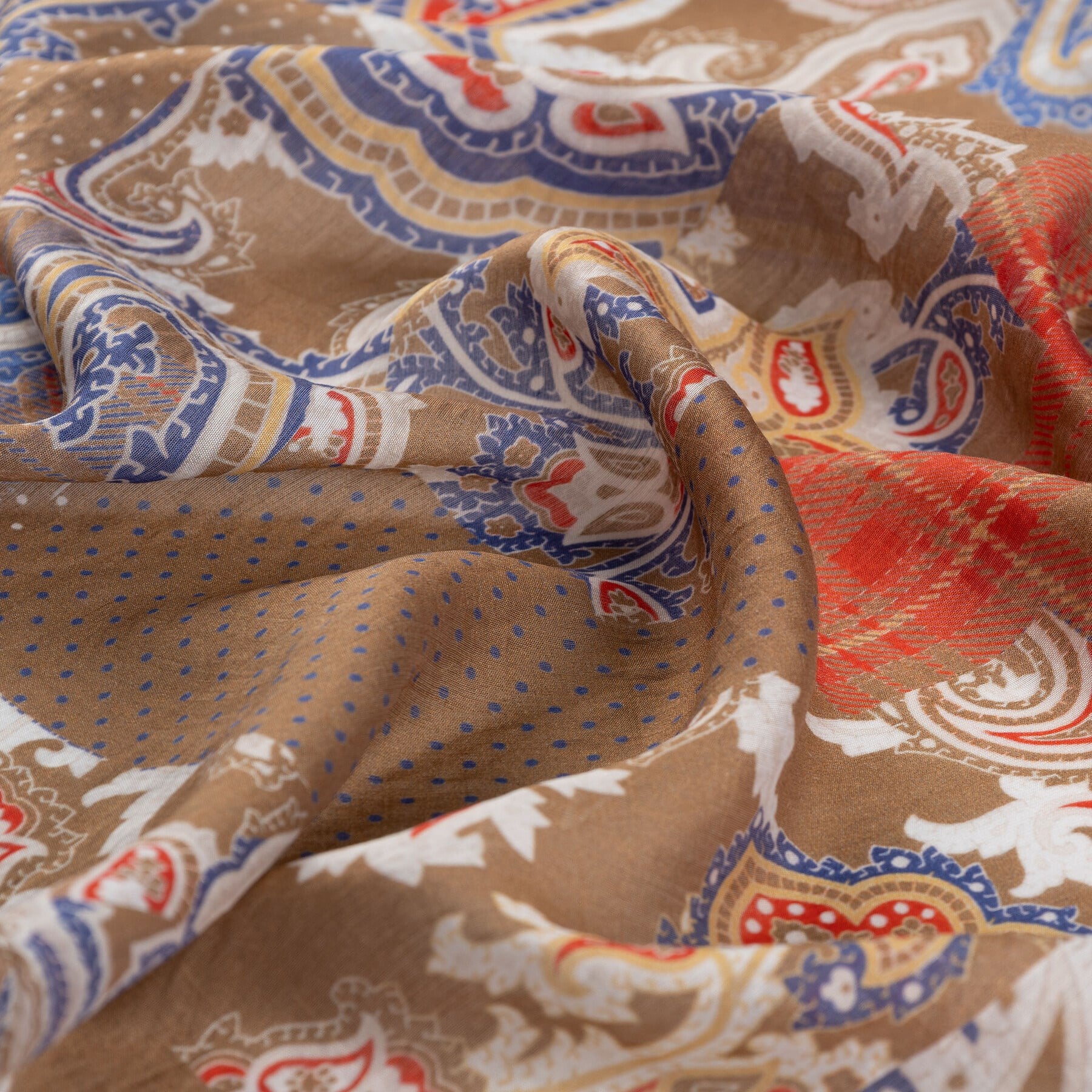 İpekevi Patchwork Desenli TenSoft Şal 03920-Vizon