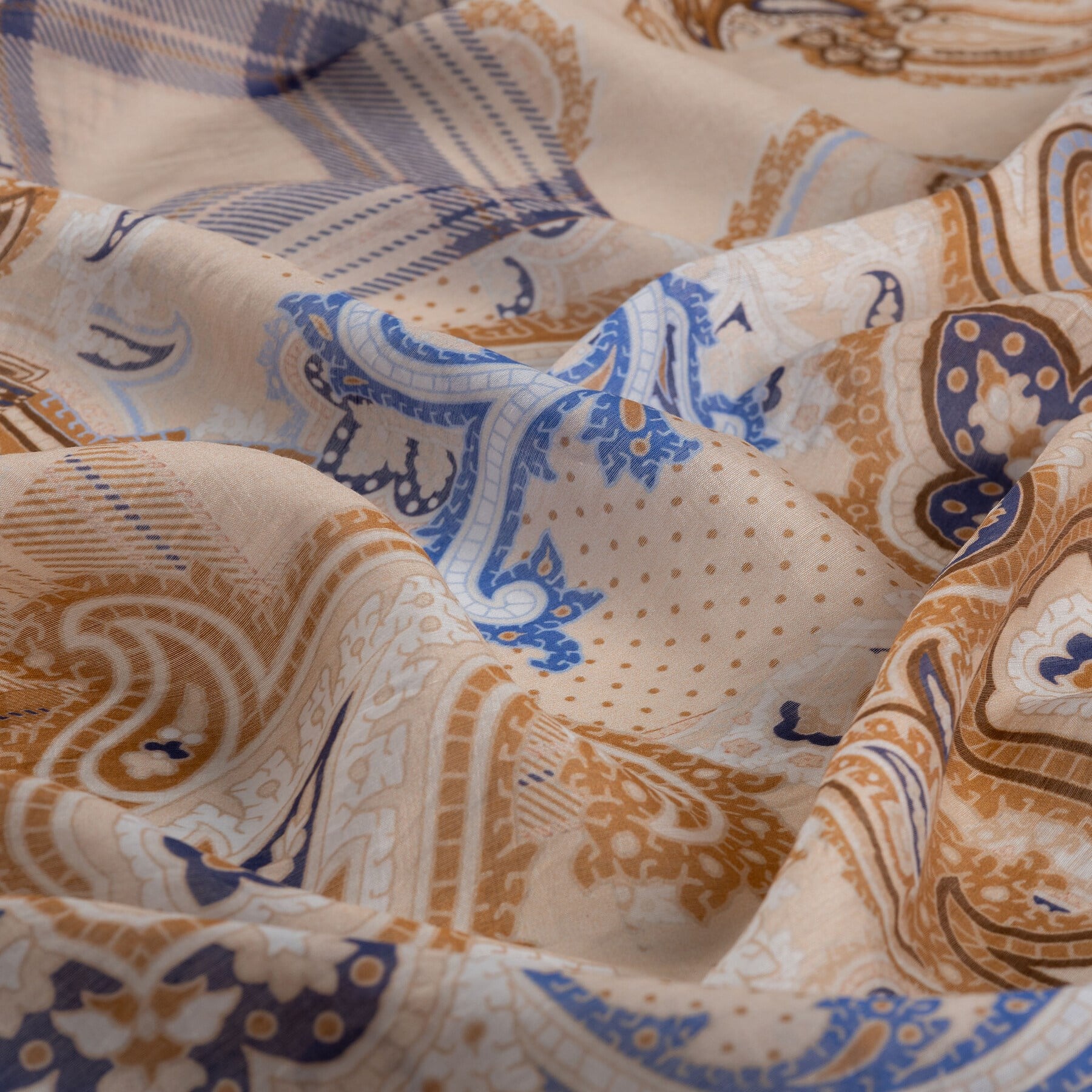 İpekevi Patchwork Desenli TenSoft Şal 03920-pudra