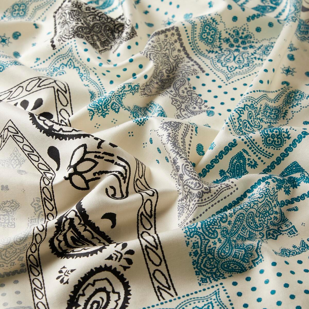 İpekevi Patchwork Etnik Desen Şal 8252-Beyaz