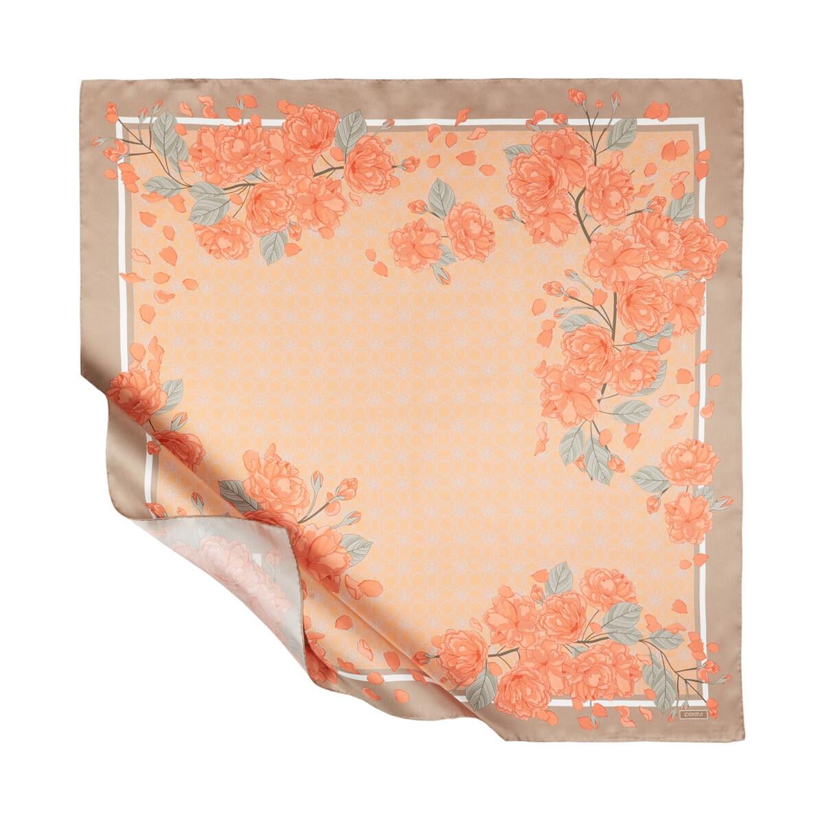 İpekevi Sakura Monogram Desenli Tivil İpek Eşarp 01198-Somon