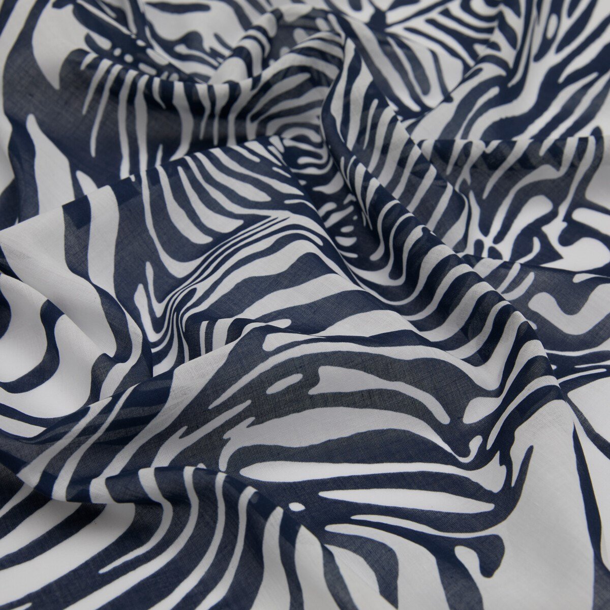 İpekevi Siyah Beyaz Zebra Desenli Pamuk Eşarp 1411-Lacivert