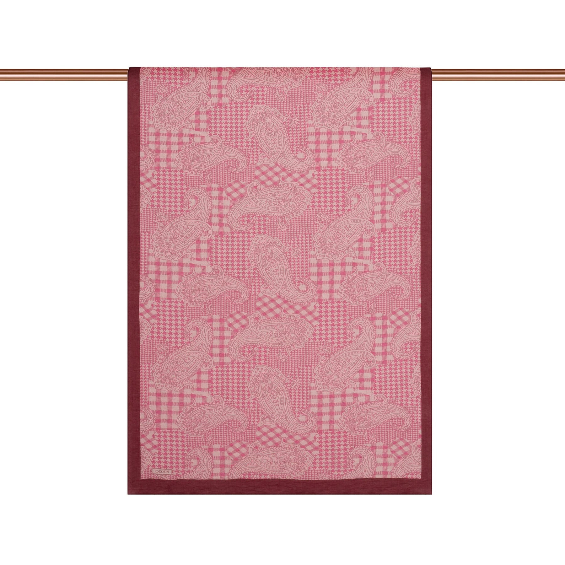İpekevi Yamalı Paisley Desenli Tensel Şal 02375-Gül Pembe
