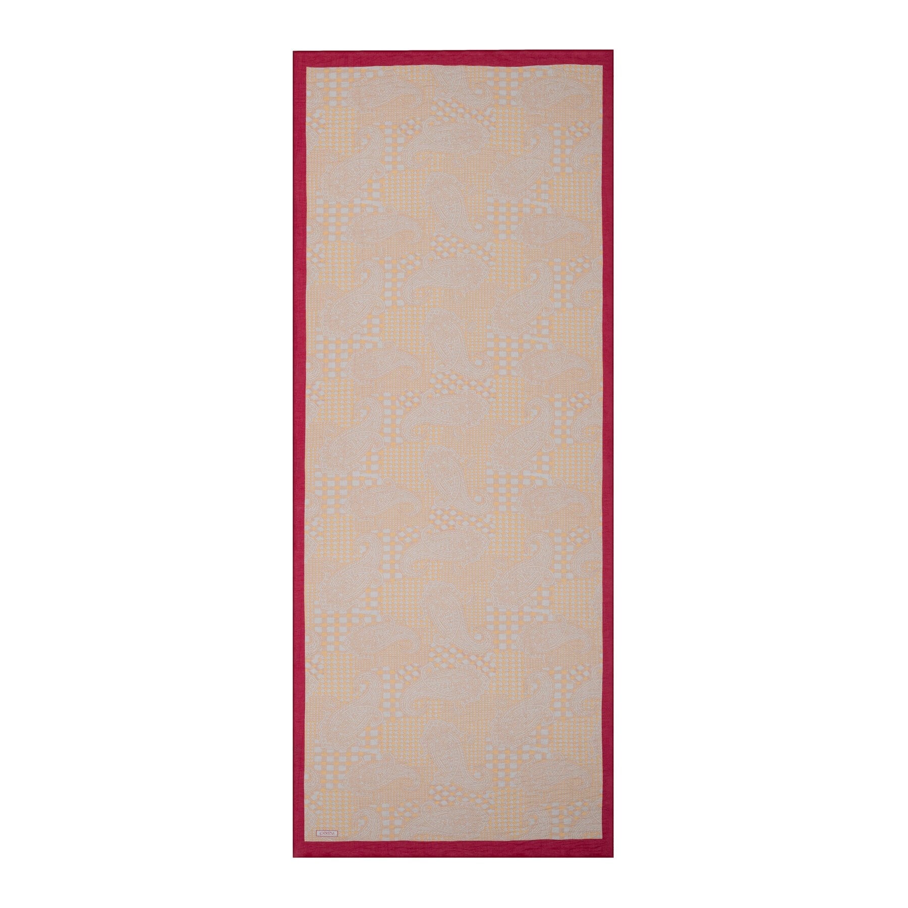 İpekevi Yamalı Paisley Desenli Tensel Şal 02375-Bej Gold