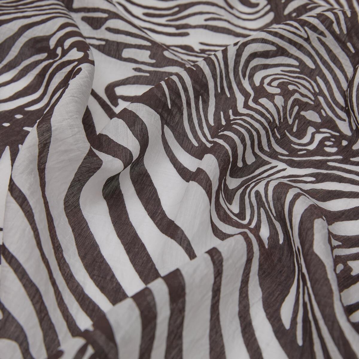 İpekevi Zebra Desenli Tensel Şal 02881-Siyah Beyaz