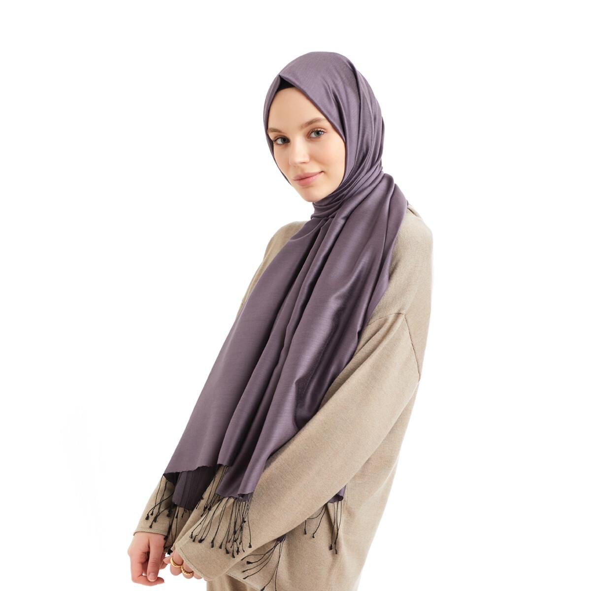 Qoza Solid Şal 6848-İncir Moru