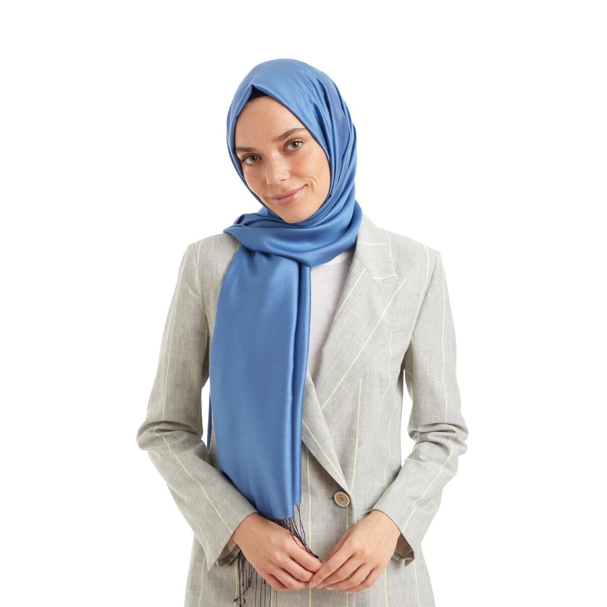 Qoza Solid Şal 6848-Mavi