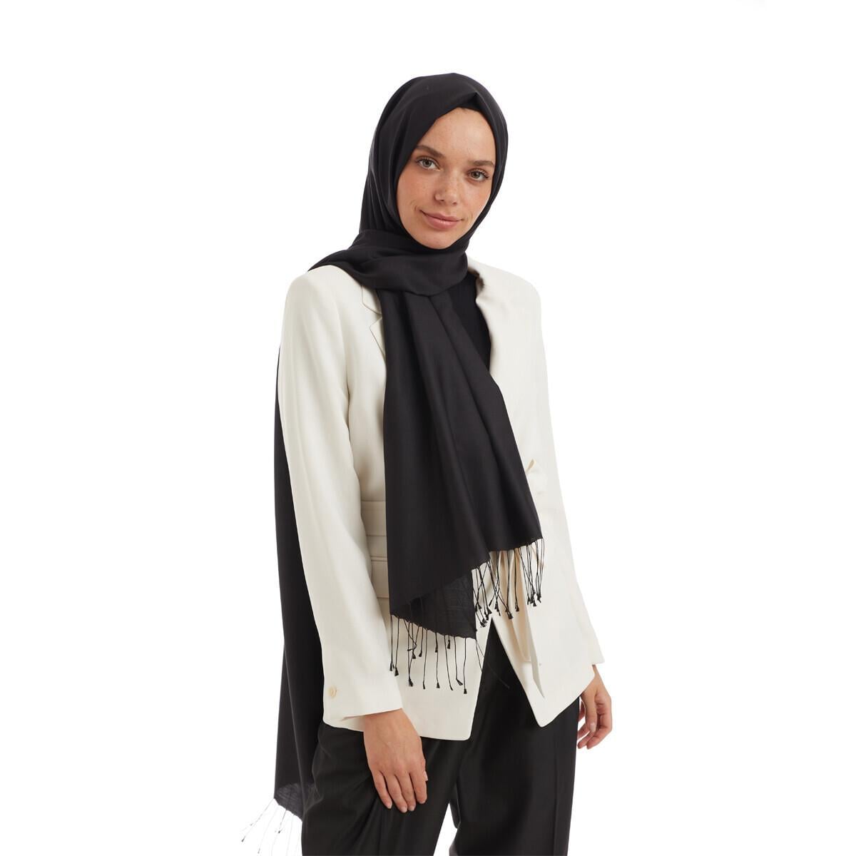 Qoza Solid Şal 6848-Siyah