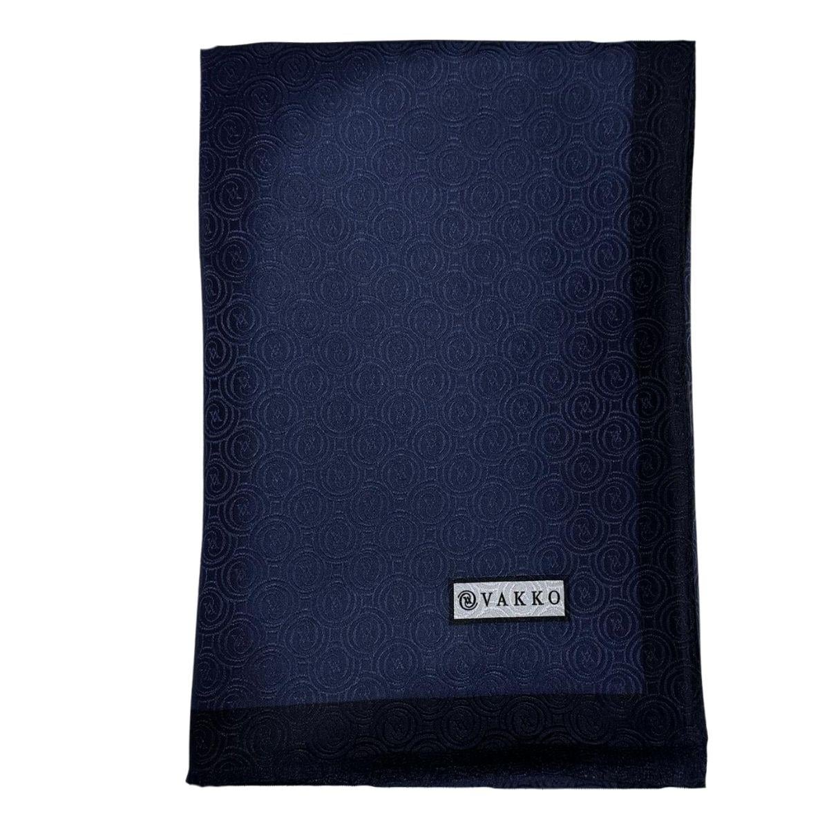 Vakko İpek Jakar Monogram Şal 32225-lacivert
