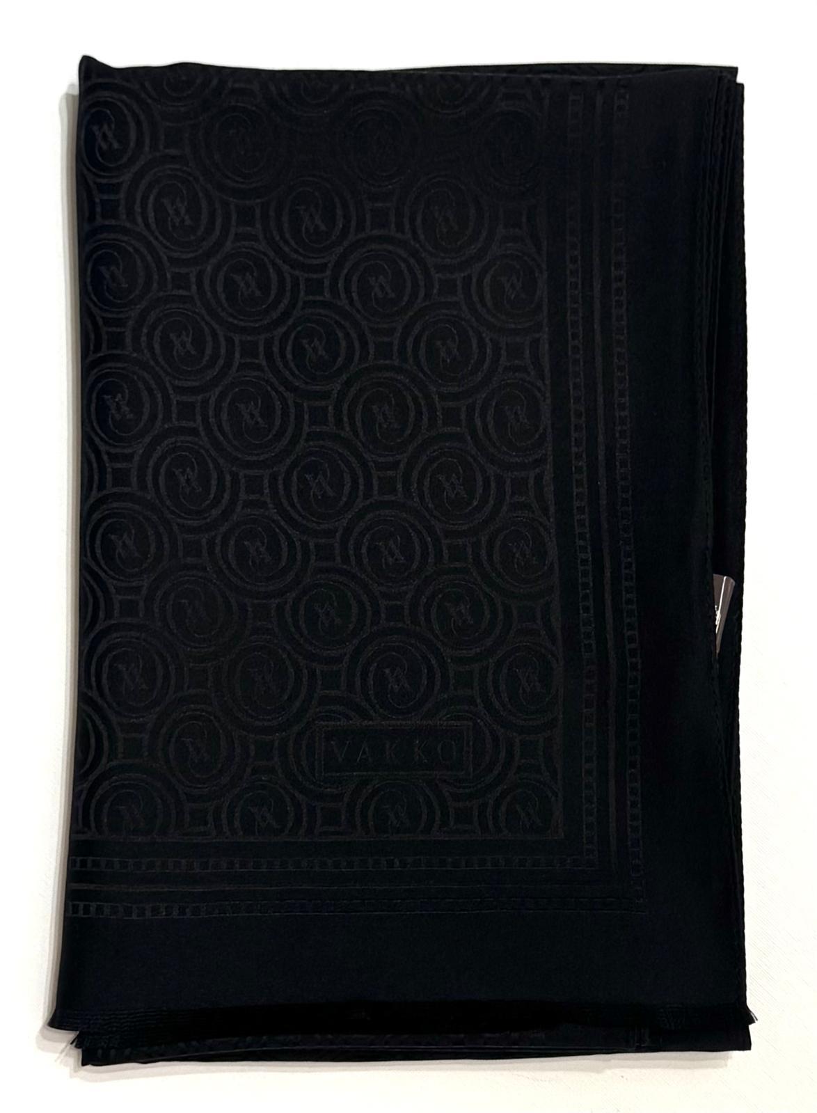 Vakko Jakarlı İpek Özel Seri Monogram Şal 41364-Siyah