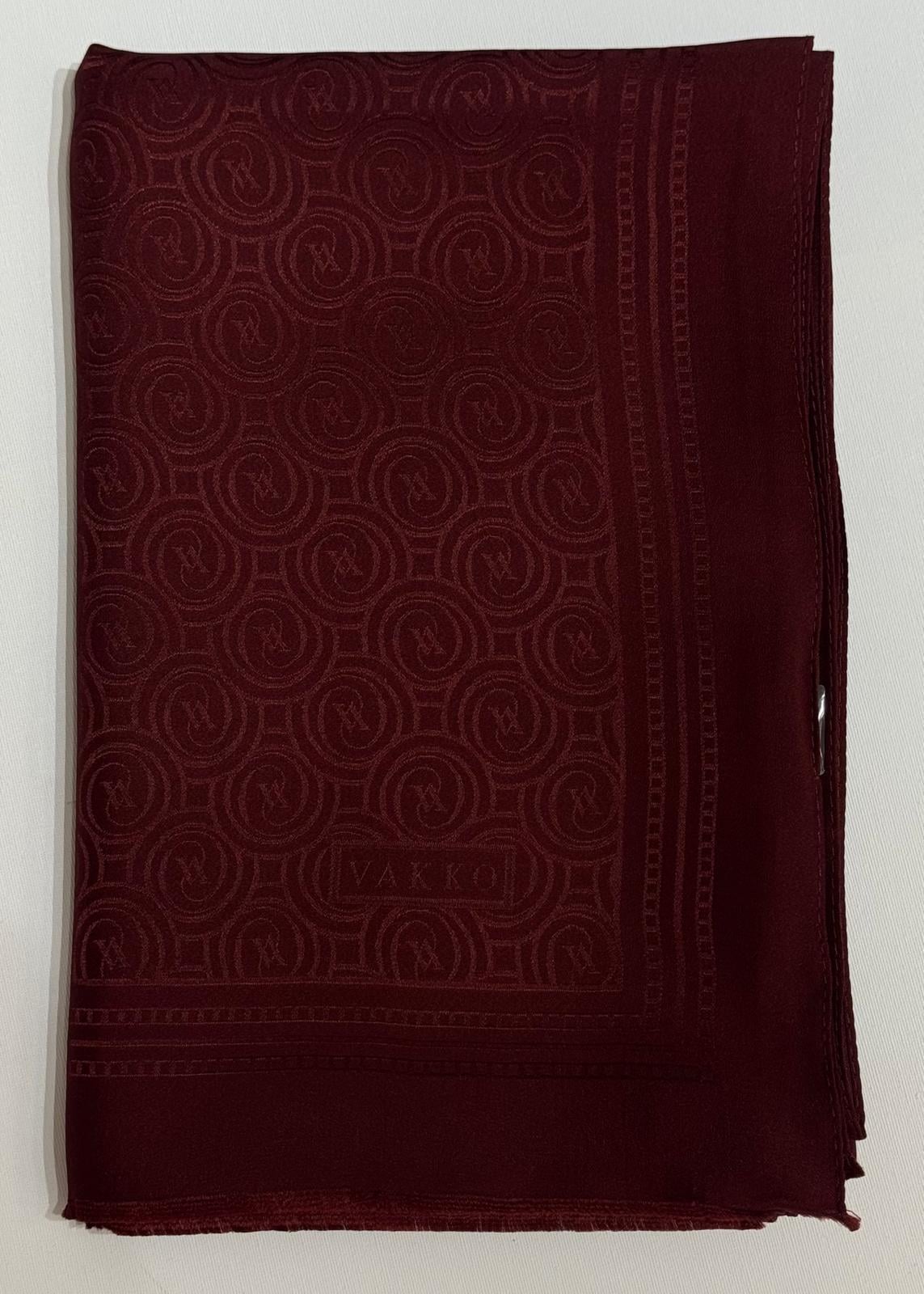 Vakko Jakarlı İpek Özel Seri Monogram Şal 41364-Bordo