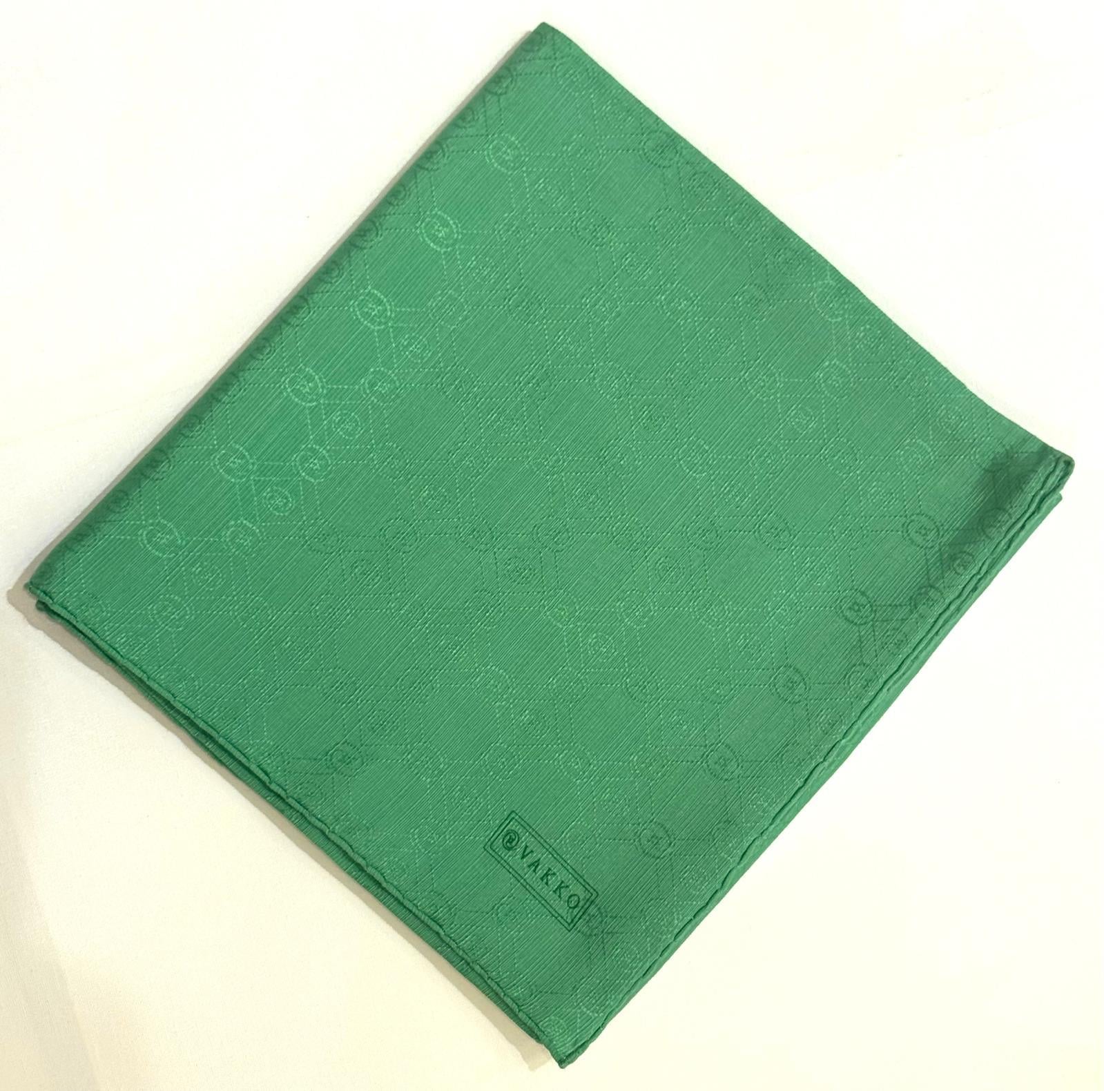 Vakko Monogram Pamuk İpek Eşarp 3000655-Yeni Yeşil