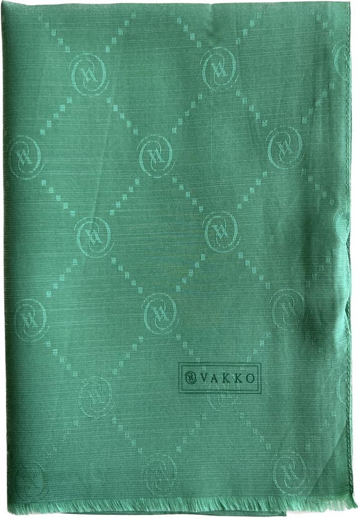 Vakko Monogram Pamuk İpek Şal 30011260-Yeşil