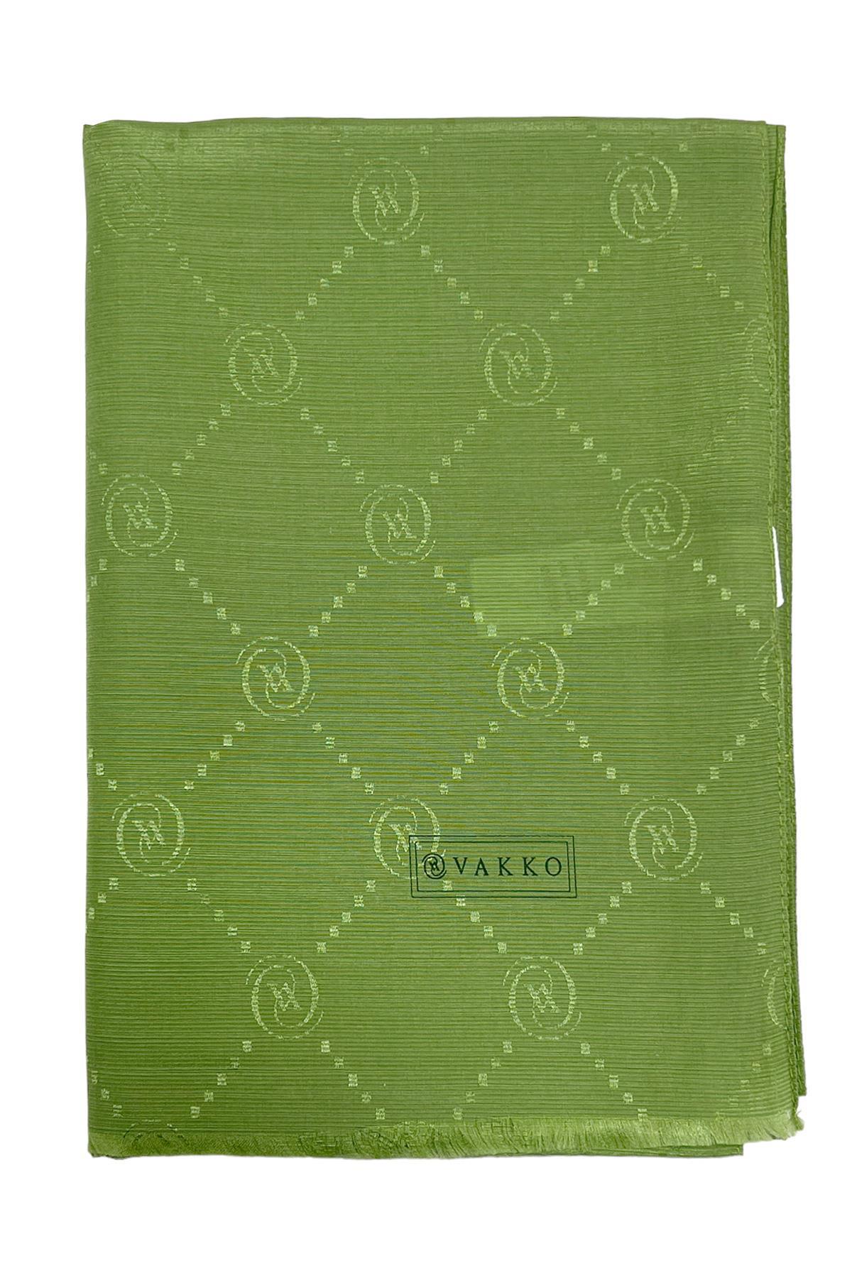 Vakko Monogram Pamuk İpek Şal 30011260-Koyu Yeşil