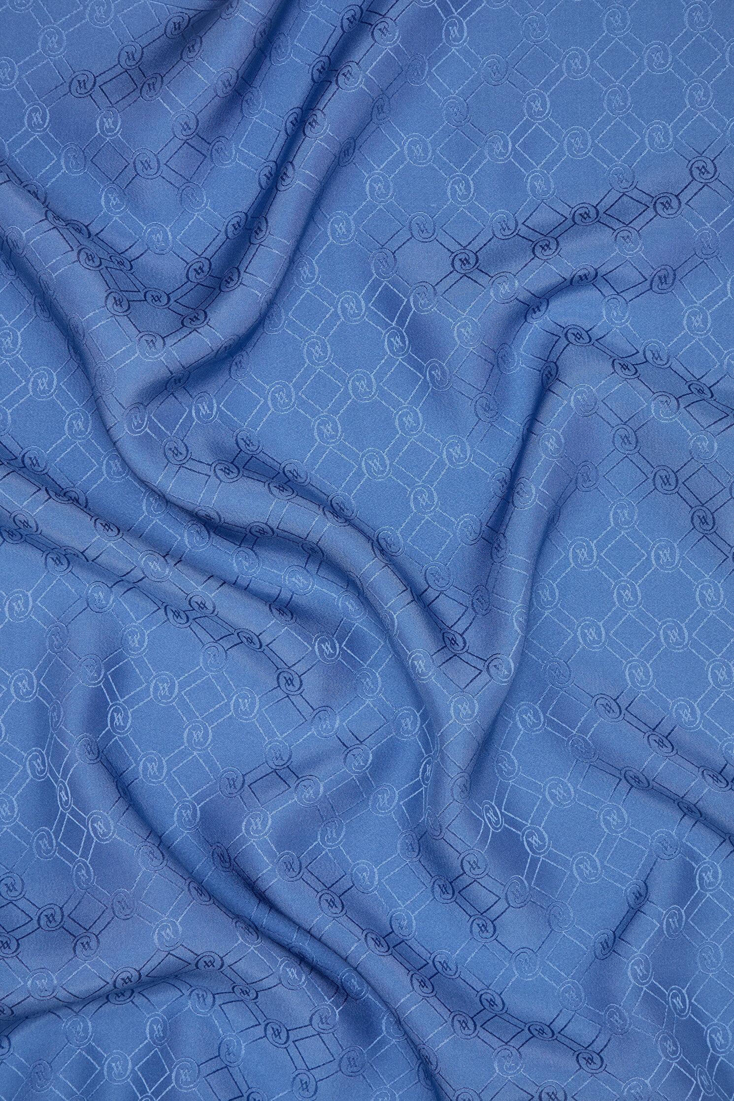 Vakko Özel Seri Monogram Jakarlı Eşarp 40843-Koyu Mavi
