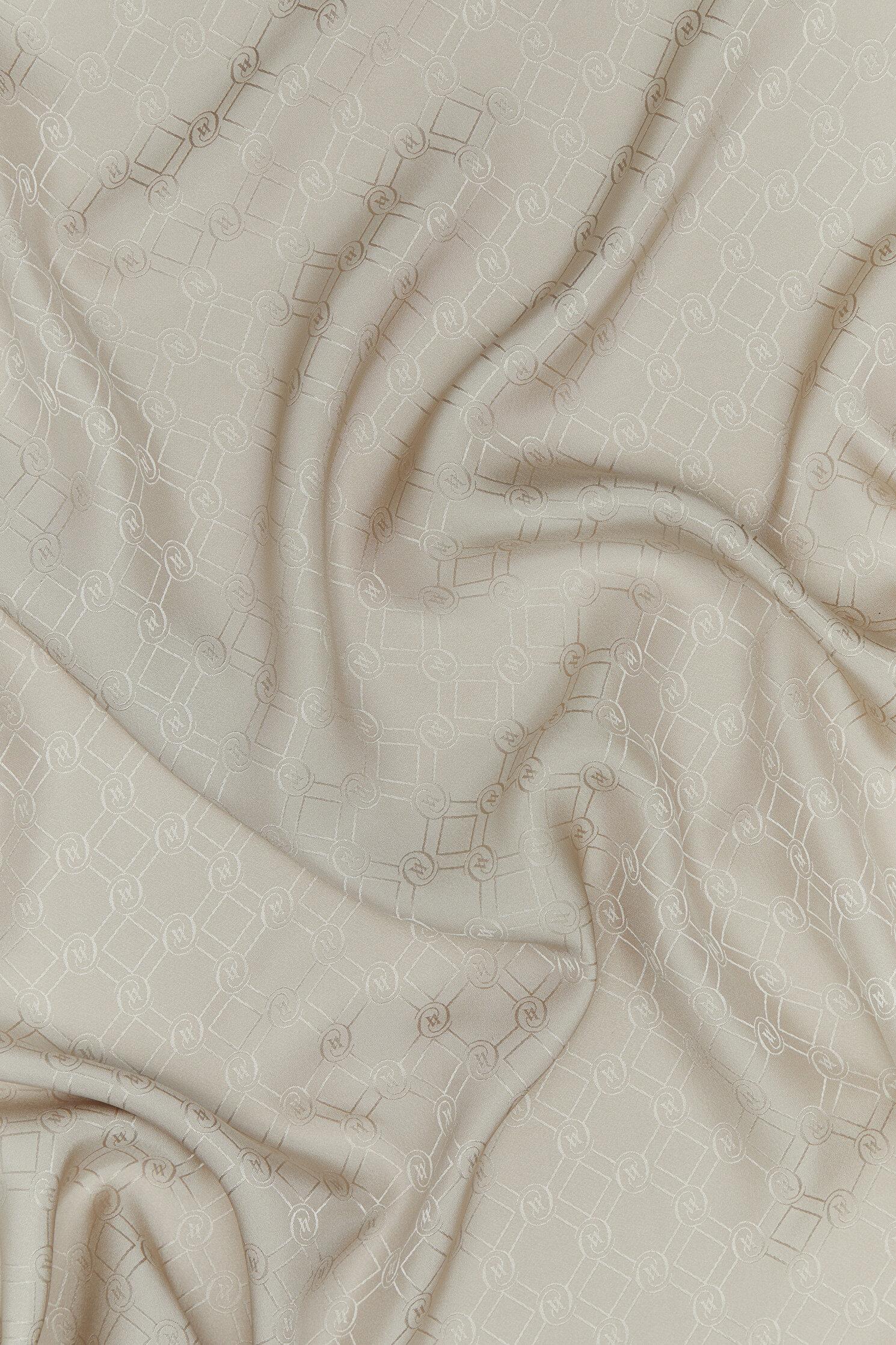 Vakko Özel Seri Monogram Jakarlı Eşarp 40843-Vizon