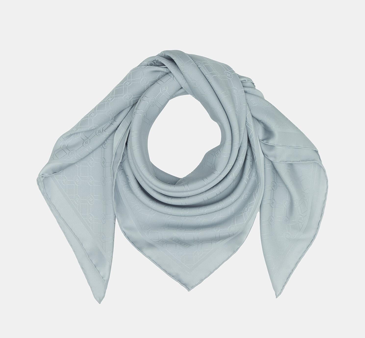 Vakko Özel Seri Monogram Jakarlı Eşarp 40843-Açık Gri