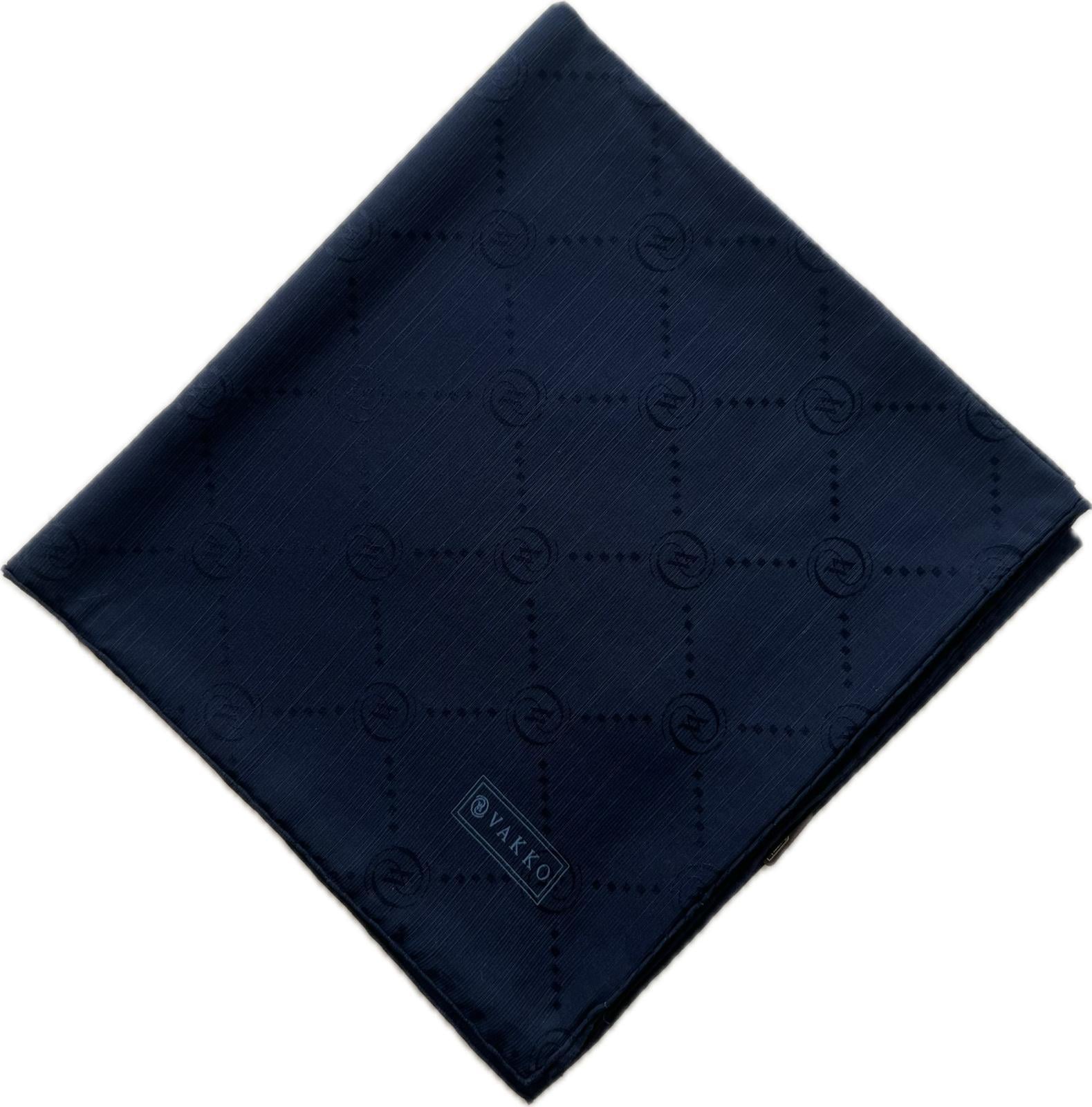 Vakko Pamuk İpek Monogram Eşarp 3001126-Koyu Lacivert