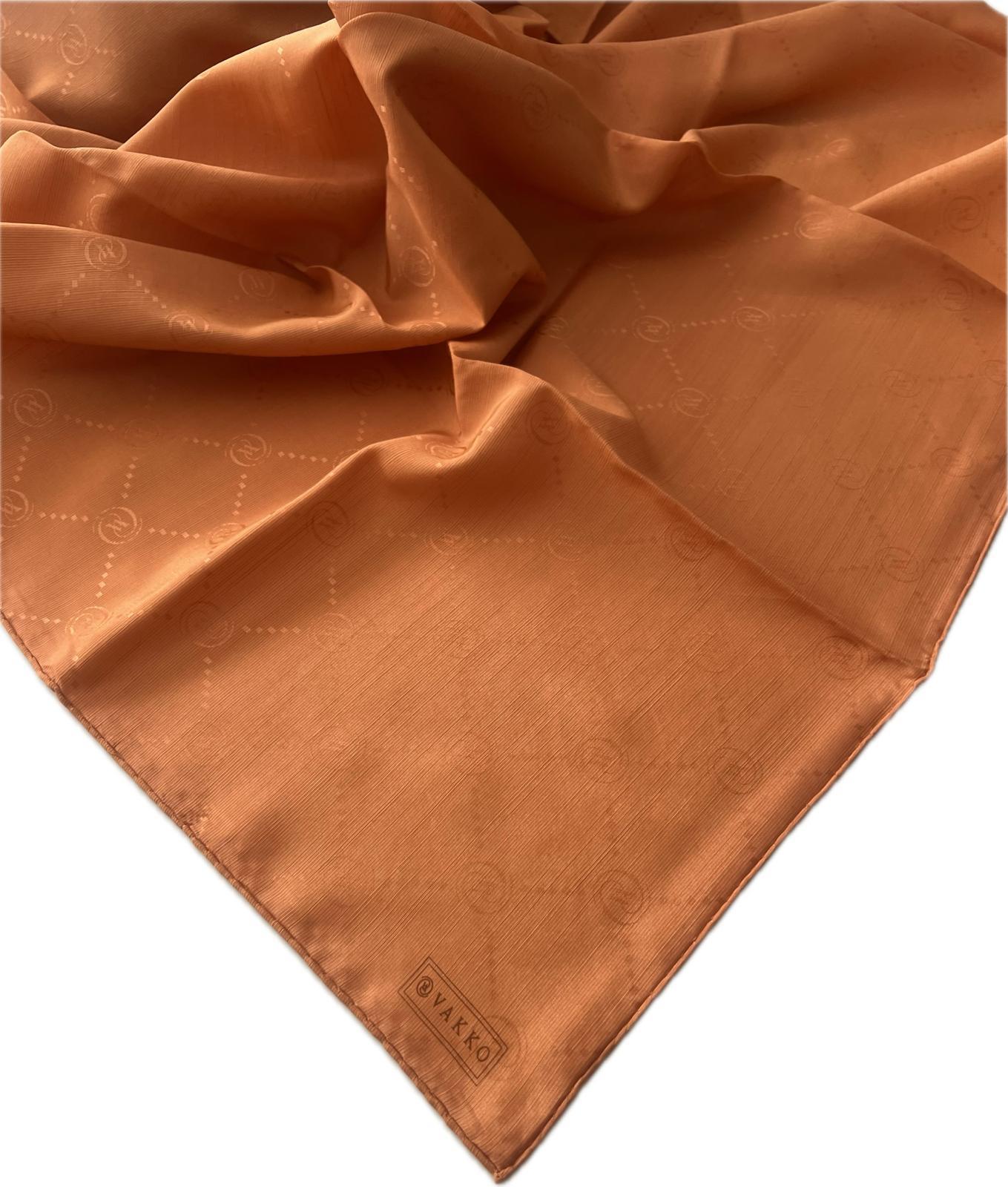 Vakko Pamuk İpek Monogram Eşarp 3001126-Kiremit