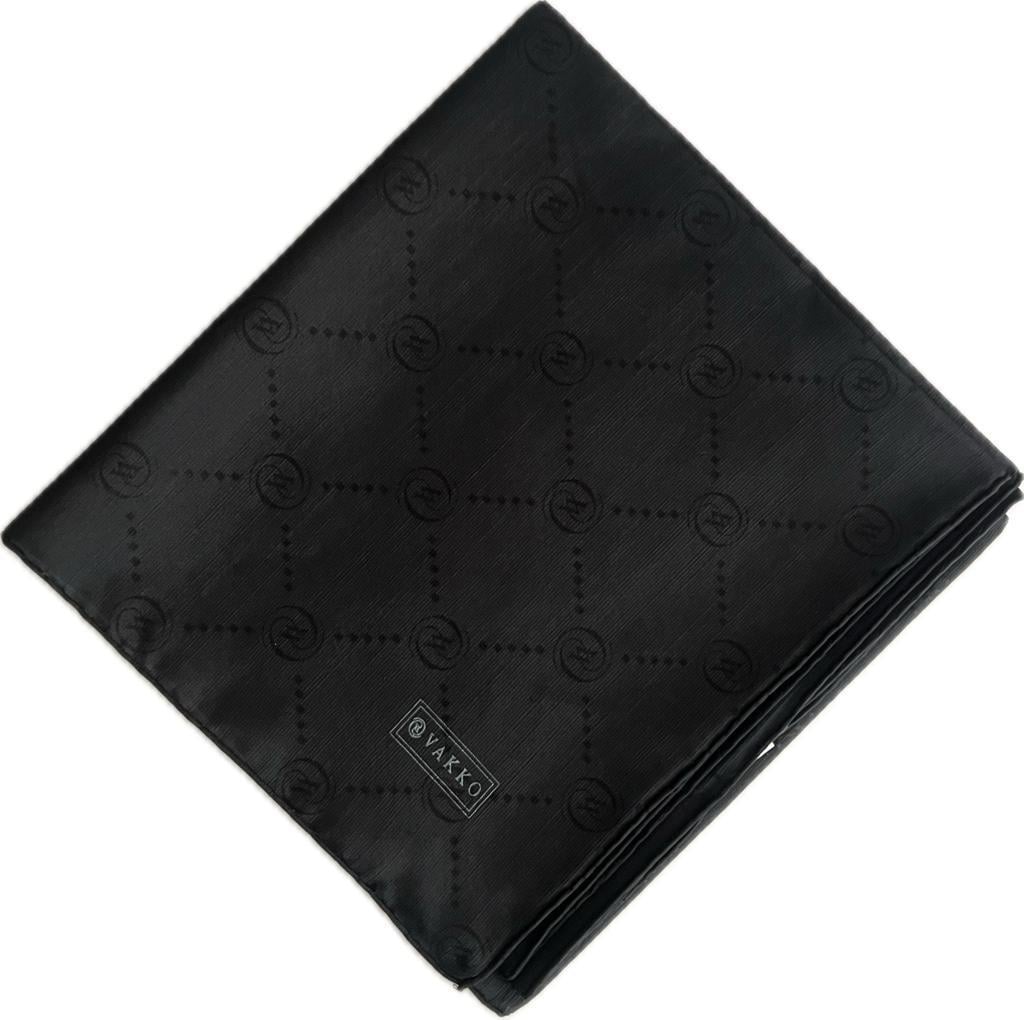 Vakko Pamuk İpek Monogram Eşarp 3001126-Siyah