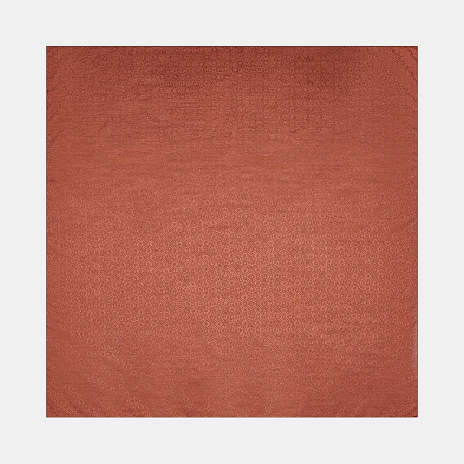 Vakko Pamuk İpek Monogram Eşarp 41301-Kızıl Kahve