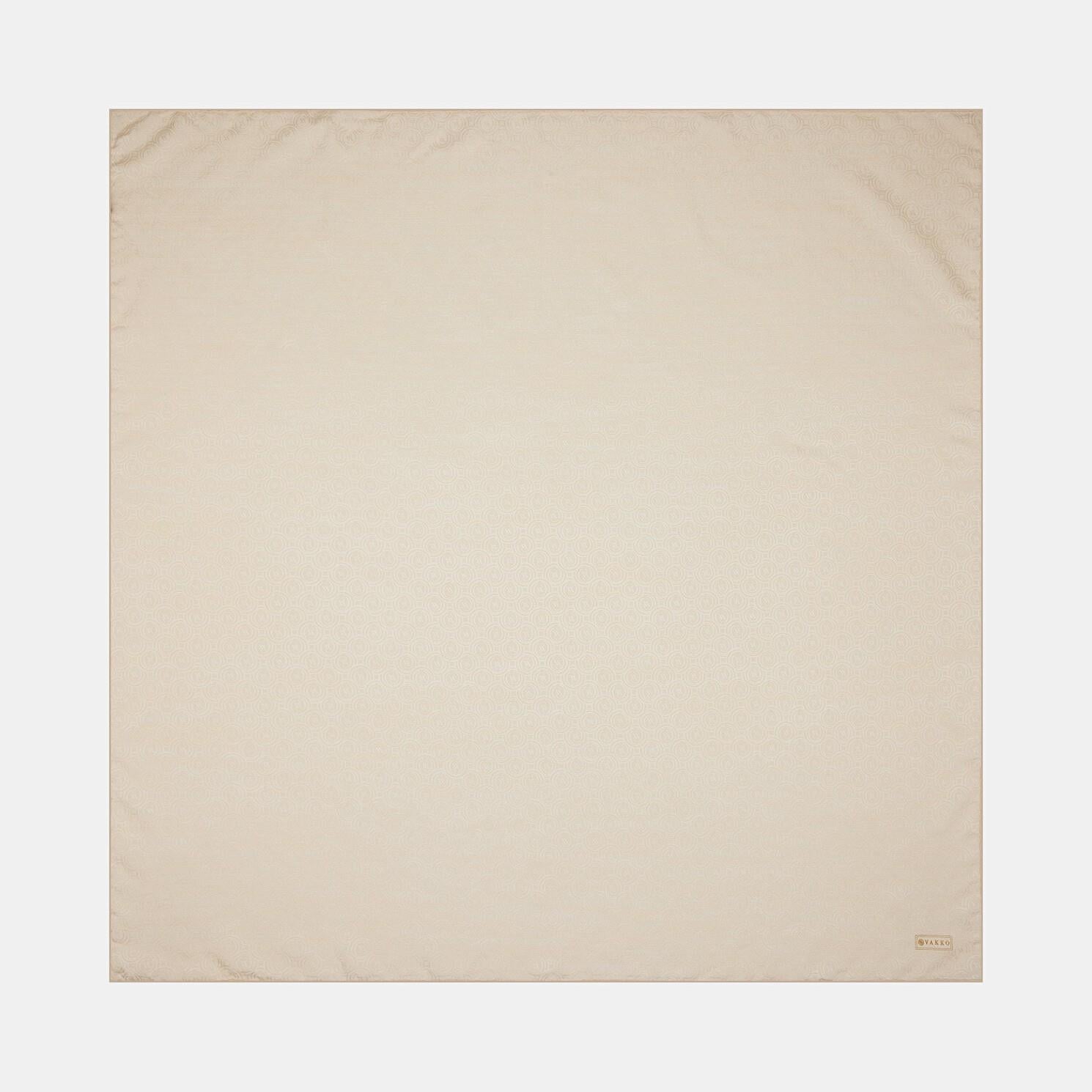 Vakko Pamuk İpek Monogram Eşarp 41301-Ekru