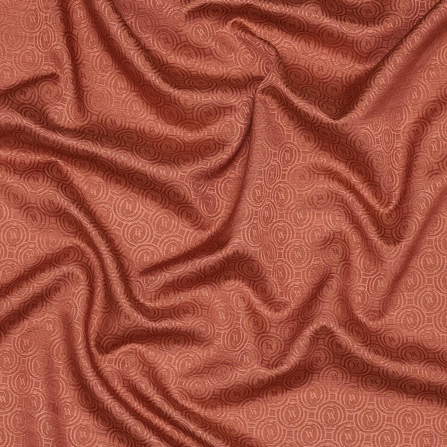 Vakko Pamuk İpek Monogram Eşarp 41301-Kızıl Kahve